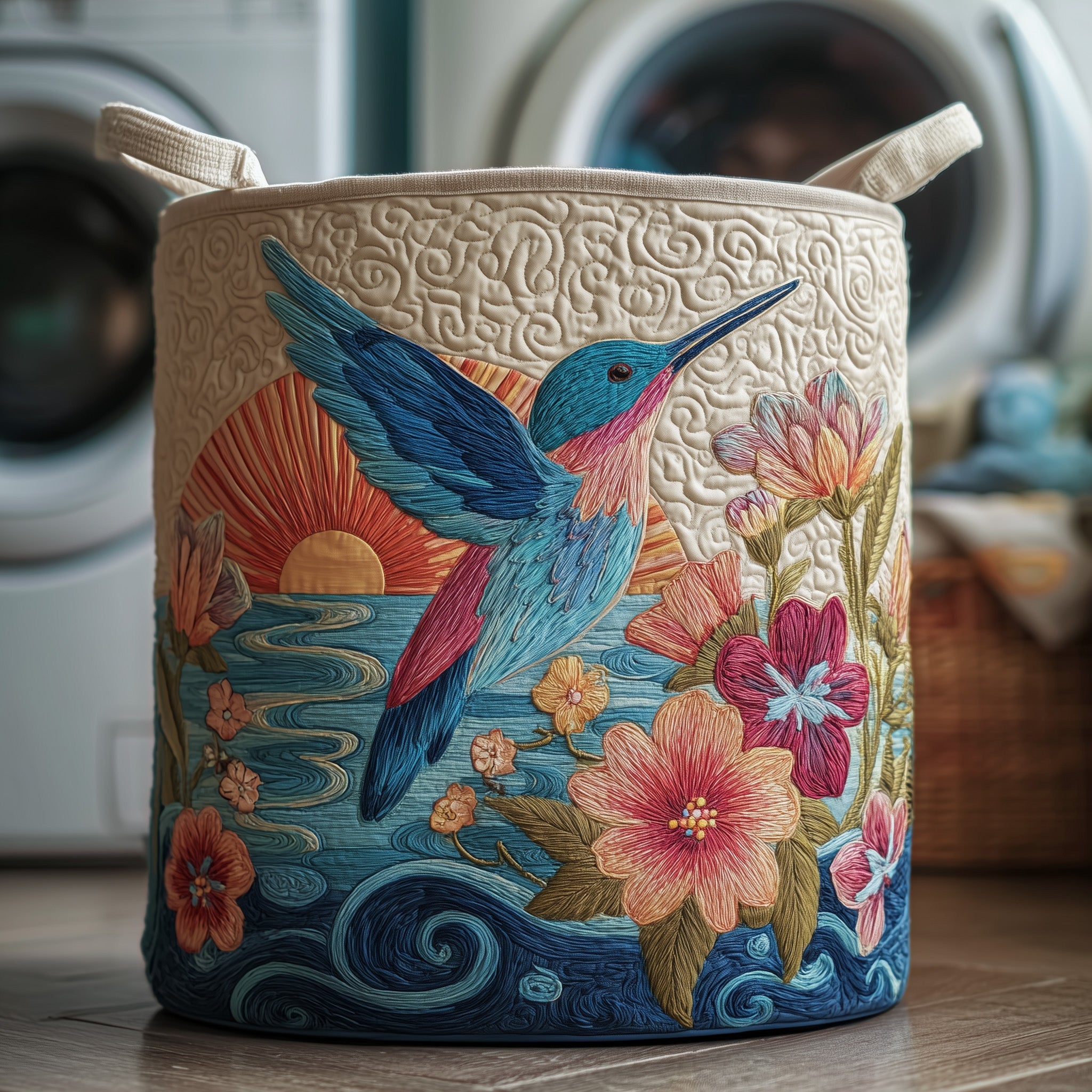 Hummingbird Heaven Quilted Laundry Basket Adorable Bird Present For Bird Lovers