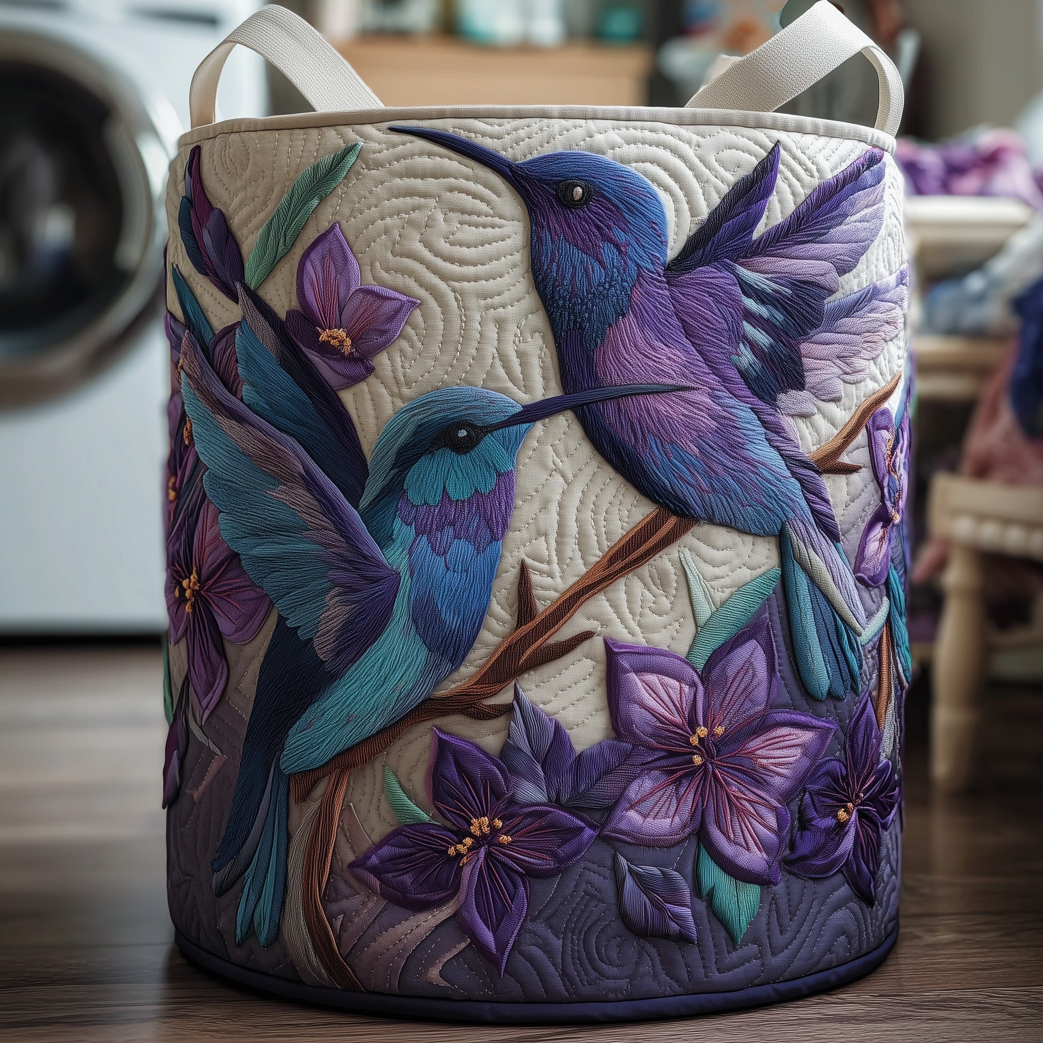 Hummingbird Heaven Quilted Laundry Basket Unique Bird Gift For Bird Lovers