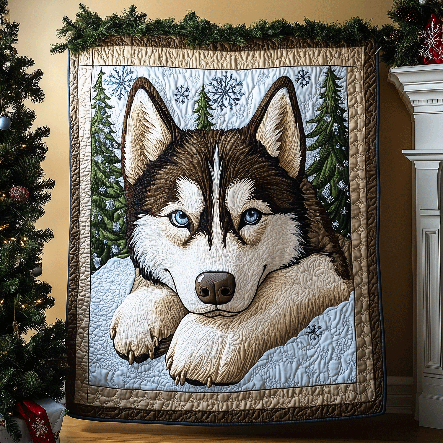 Husky Chill Hug Quilted Blanket Great Bed Sets Siberian Husky Gifts