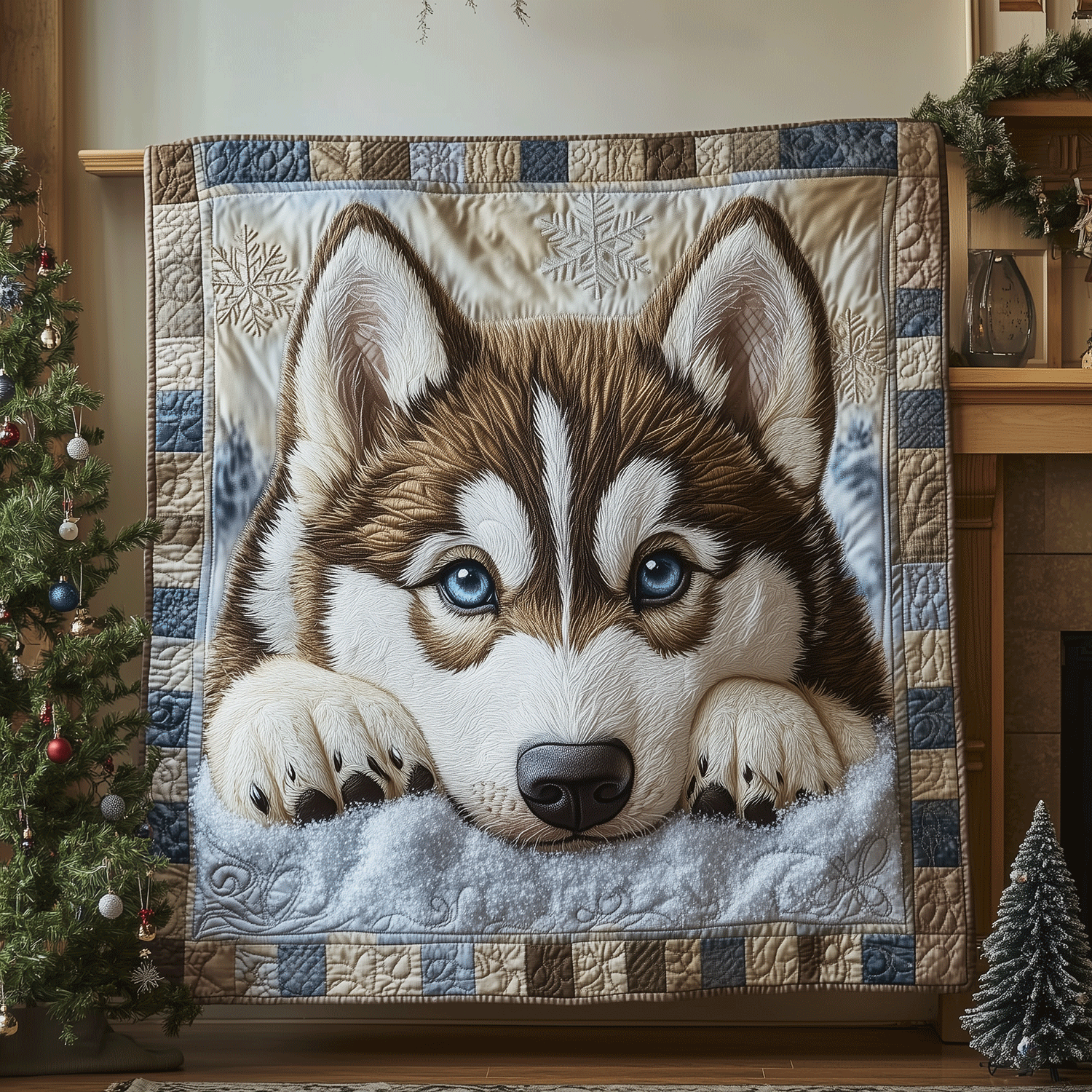 Husky Cloud Quilted Blanket Bed Comforter Set Best Gifts For Huskies