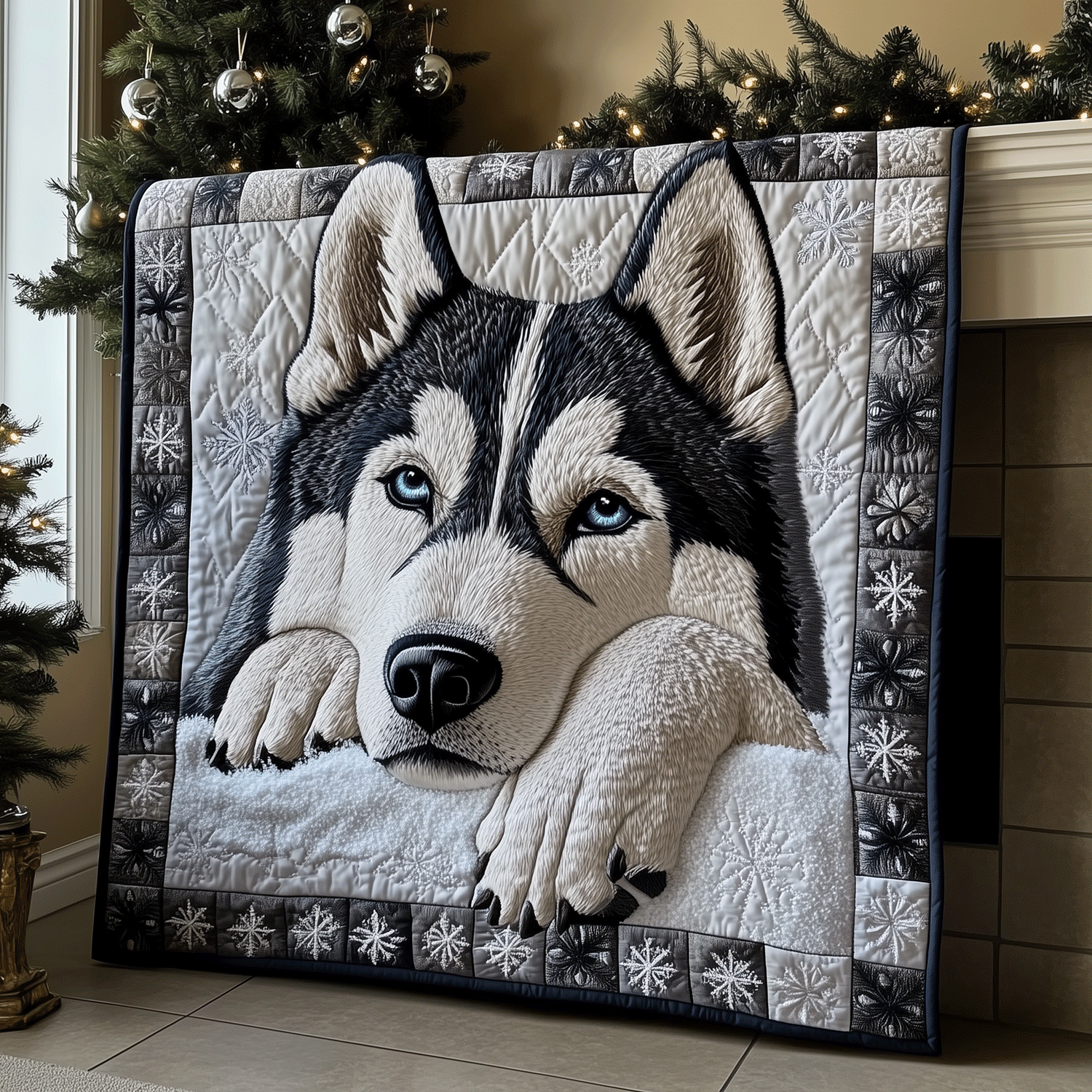 Husky Dream Quilted Blanket Bedroom Decor Husky Dog Lover Gifts
