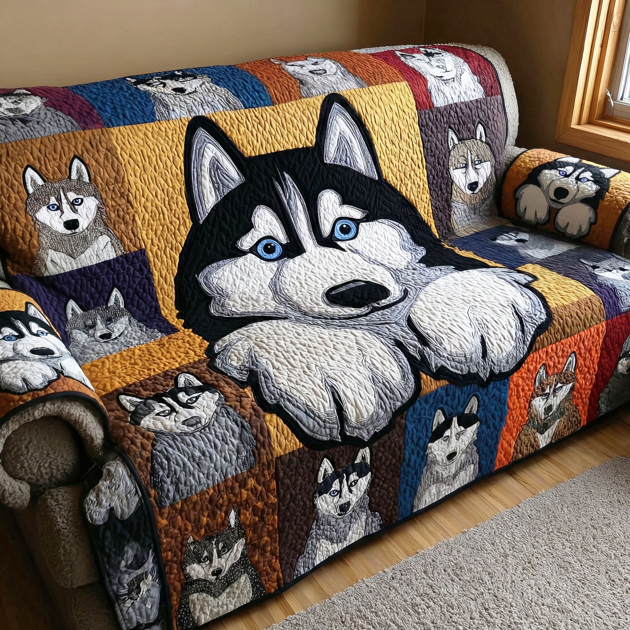Husky Mood Quilted Sofa Cover Sofa Cover Set Top 10 Father's Day Gifts