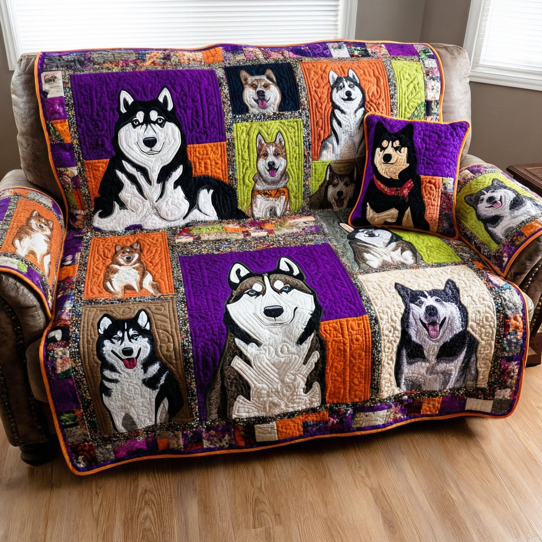 Husky Pals Quilted Sofa Cover Sofa Couch Cover Top Father's Day Gifts