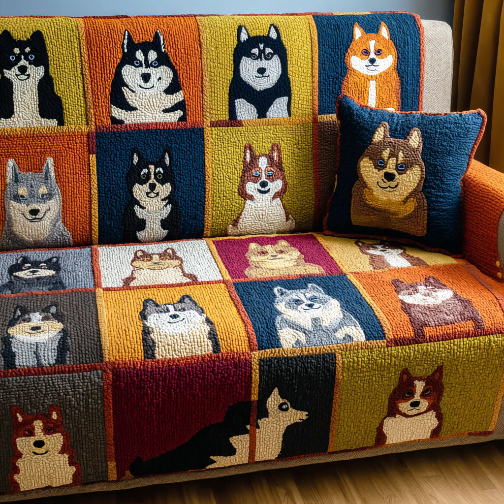 Husky Spirit Quilted Sofa Cover Couch Covers Sofa Cover Gifts For Father's Day Ideas