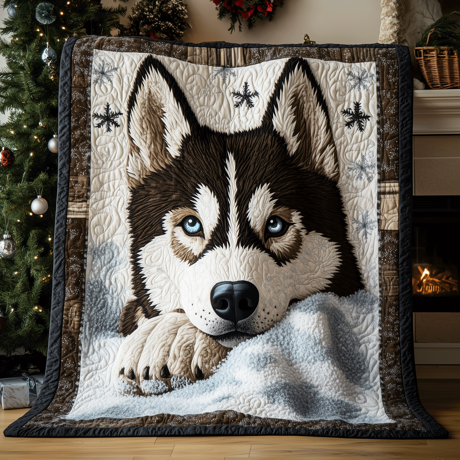 Husky Winter Bliss Quilted Blanket Best Bedding Comforter Sets Husky Themed Gifts