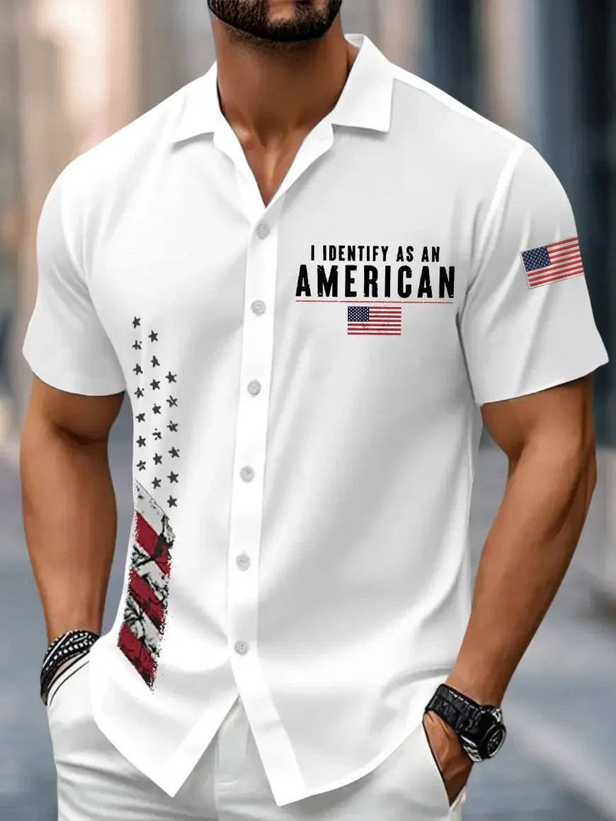 I Identify As An American Hawaii Shirt USA Flag Clothing Patriotic Independence Day Shirt - Image 2