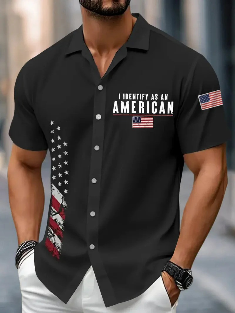 I Identify As An American Hawaii Shirt USA Flag Clothing Patriotic Independence Day Shirt