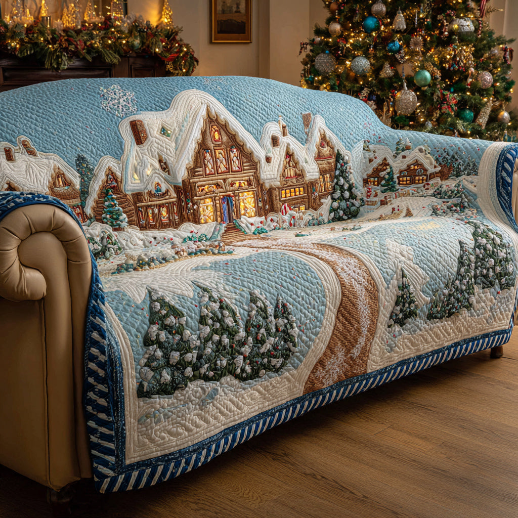 Icy Christmas Village Quilted Sofa Cover Holiday Living Christmas Decor Best Christmas Gifts For Mom