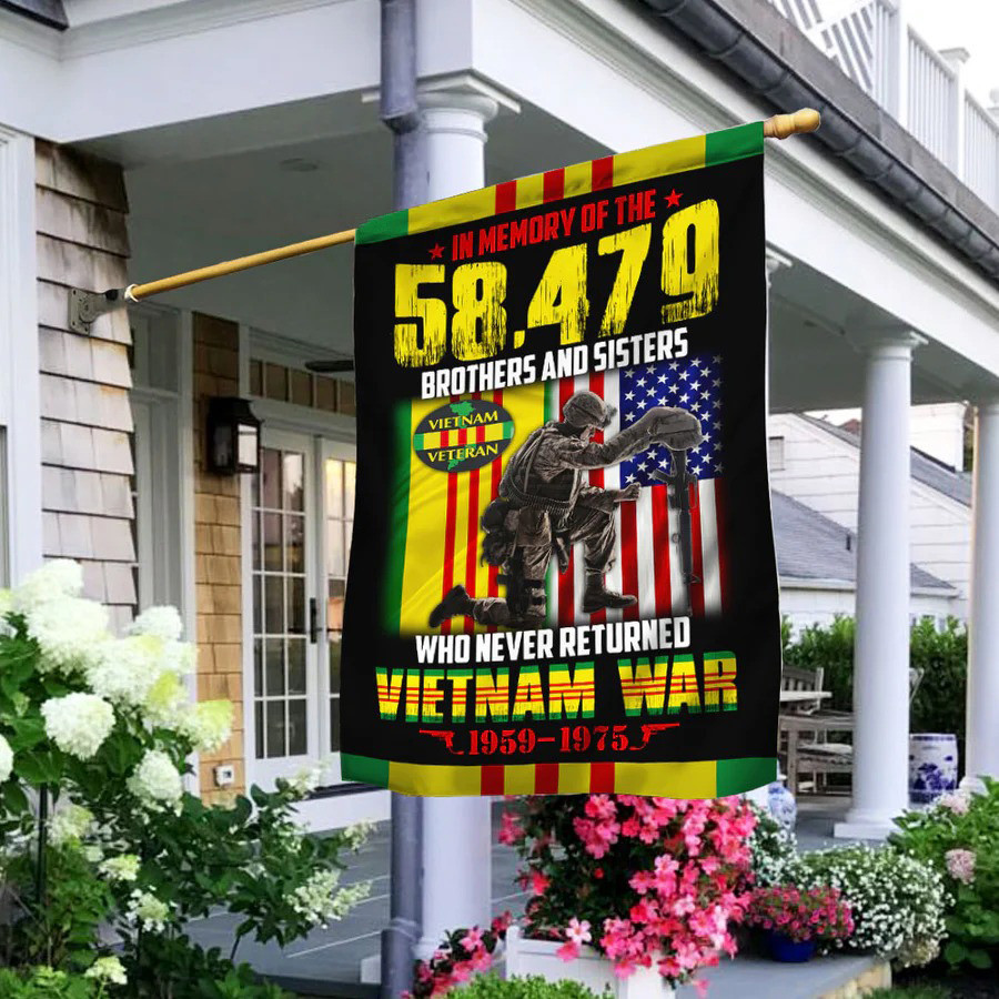 In Memory Of 58478 Brothers And Sisters Vietnam War Flag Vietnam Service Ribbon Garden Flag