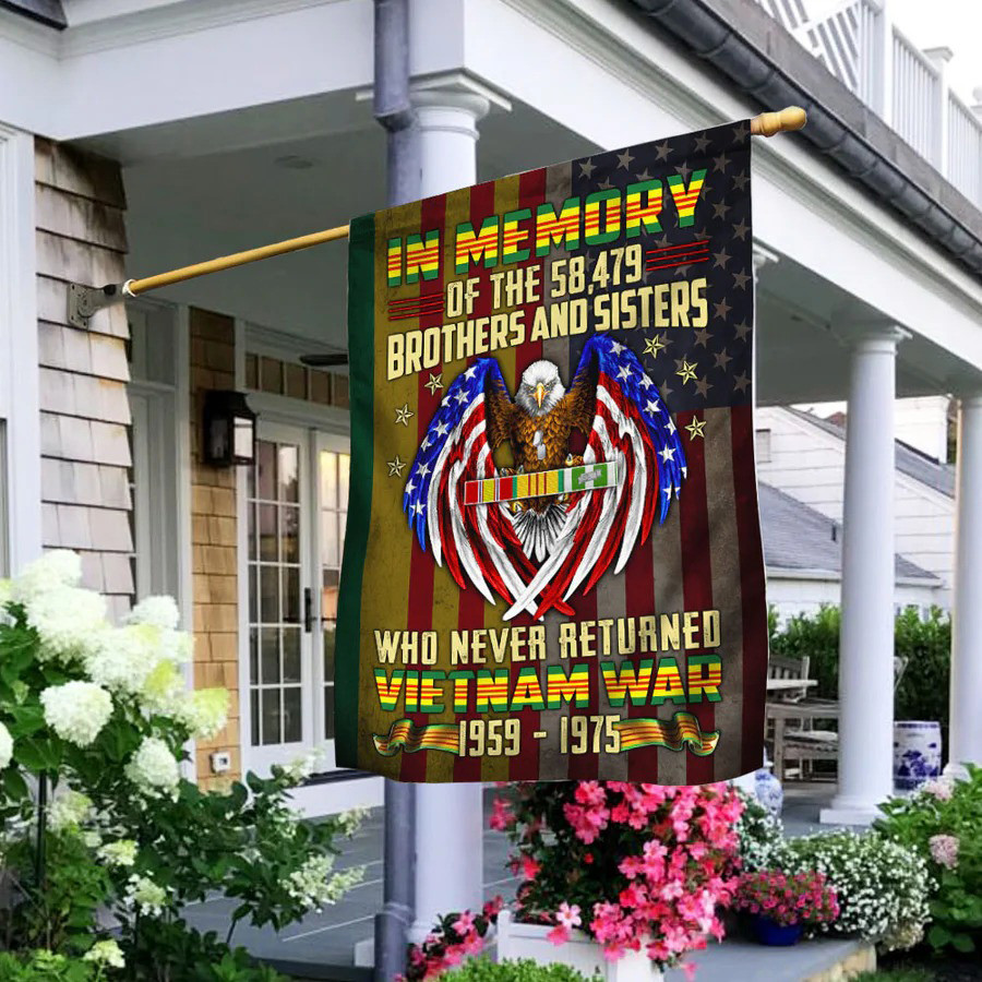 In Memory Of The 58497 Brothers And Sisters Eagle Flag Vietnam Service Ribbon Garden Flag