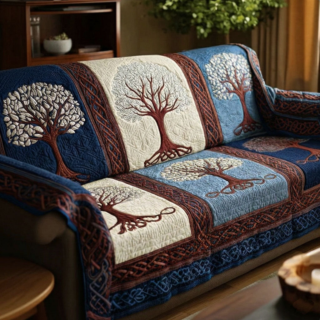 Indigo Nature Roots Quilted Sofa Cover Living Room Sofa Covers Tree Of Life Gifts For Grangarents