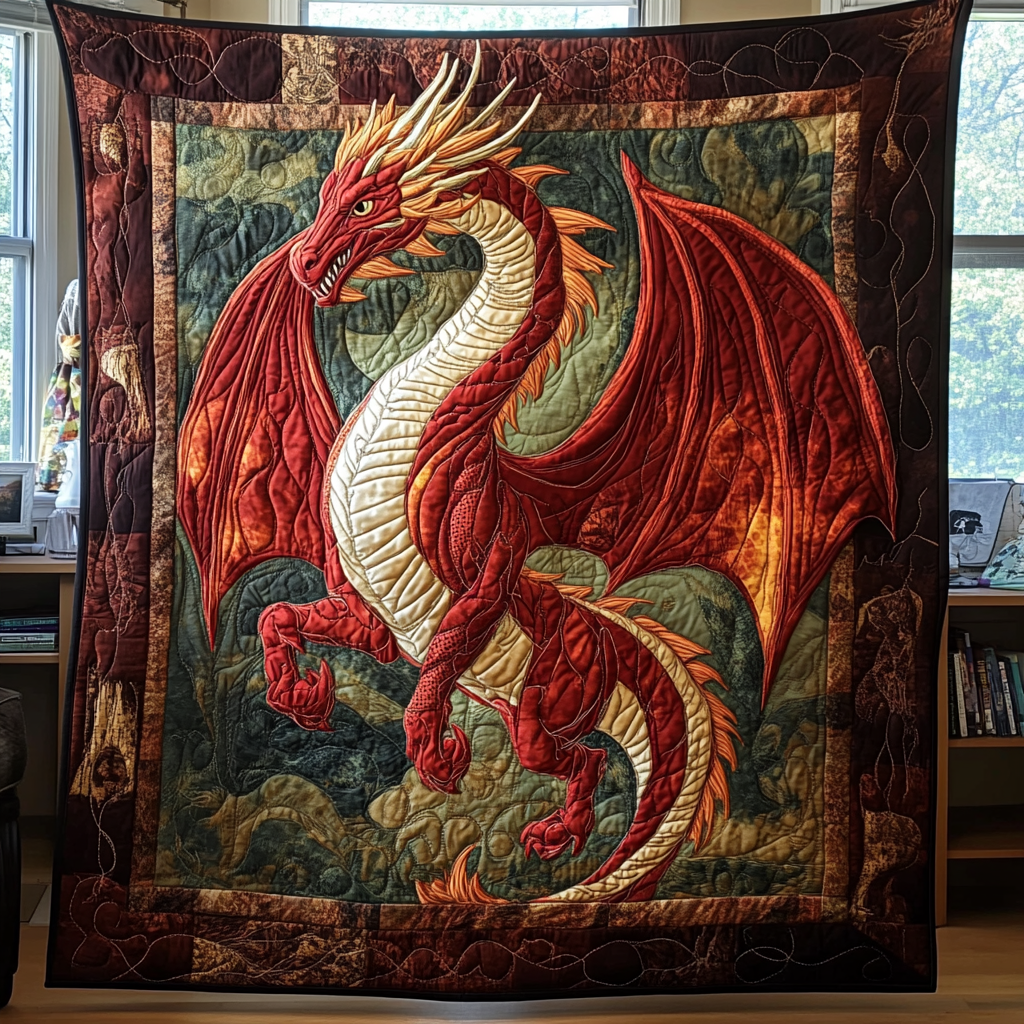 Infernal Majesty Quilted Blanket Boho Bedroom Decor Awesome Gifts For Dragon Lovers