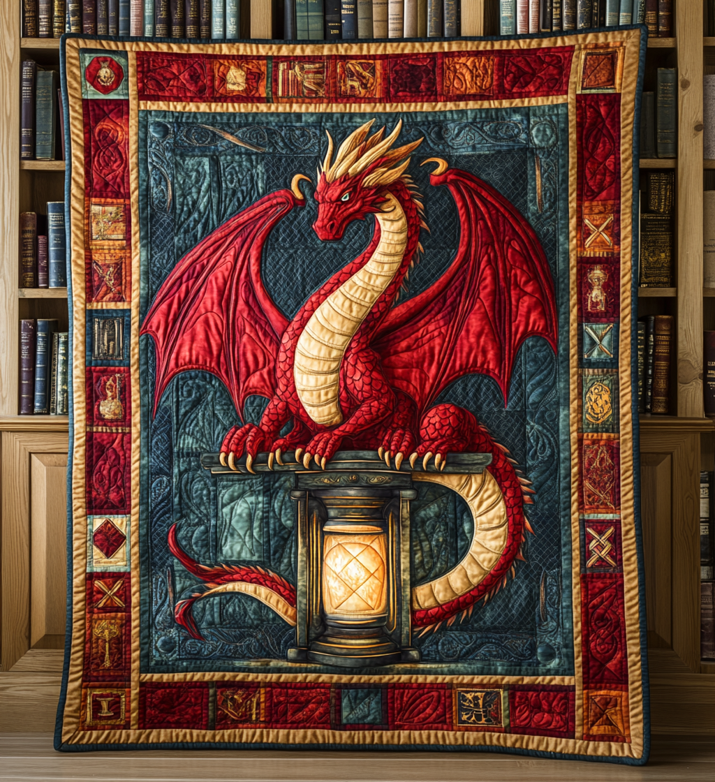 Inferno Dragon Quilted Blanket Bedding Decor Dragon Gift Ideas