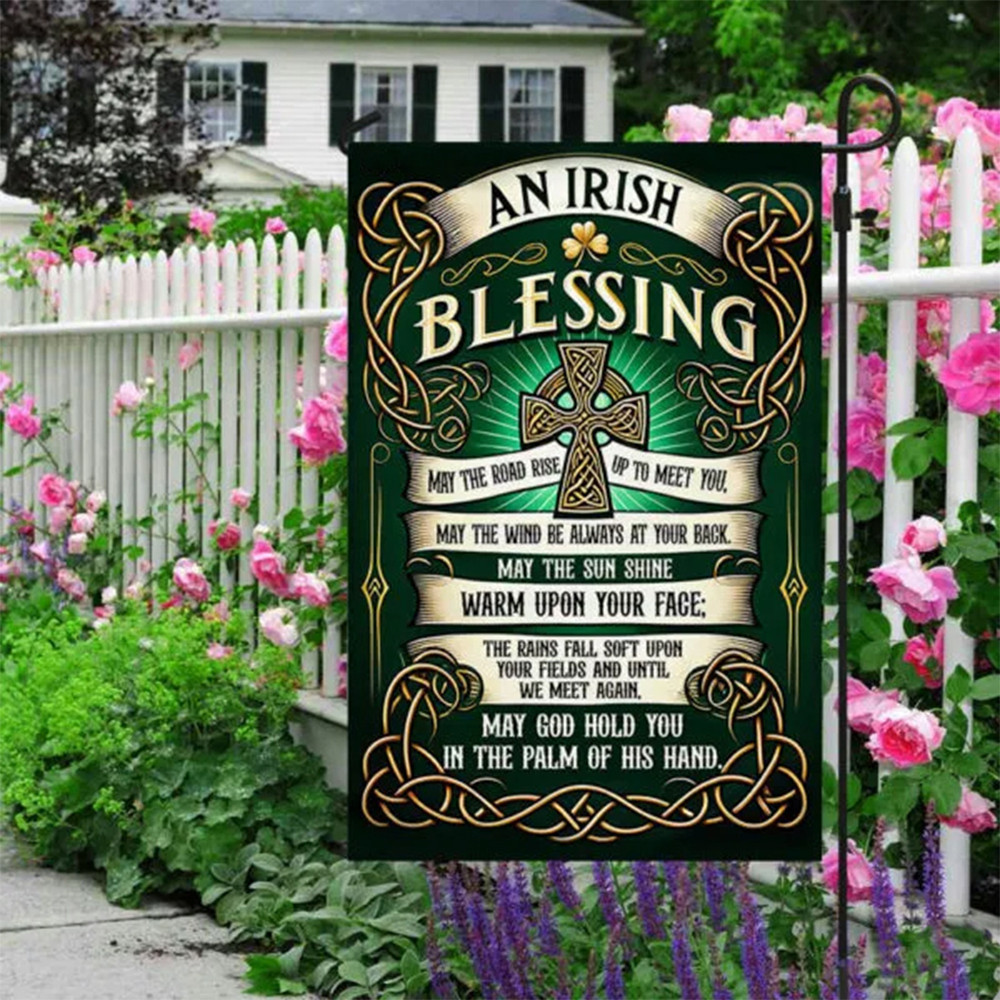 Irish Blessing St Patrick's Day Flag Irish Celtic Knot Cross Decorative Flags Outside The House