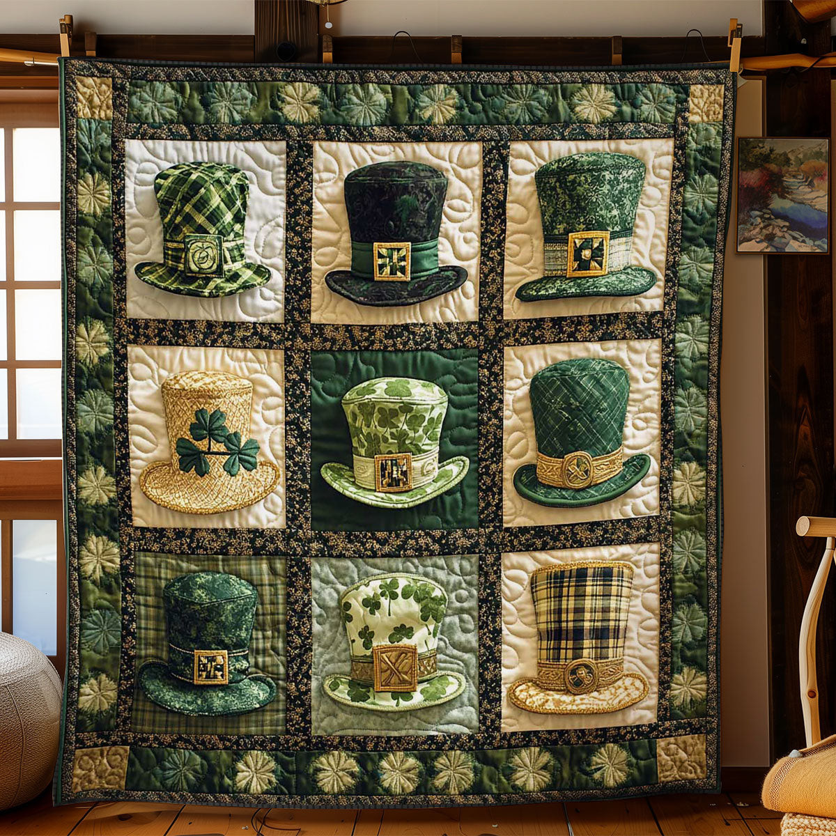 Irish Charm Hat Quilt Blanket Cute Sofa Blanket St Patrick'S Day Present Ideas
