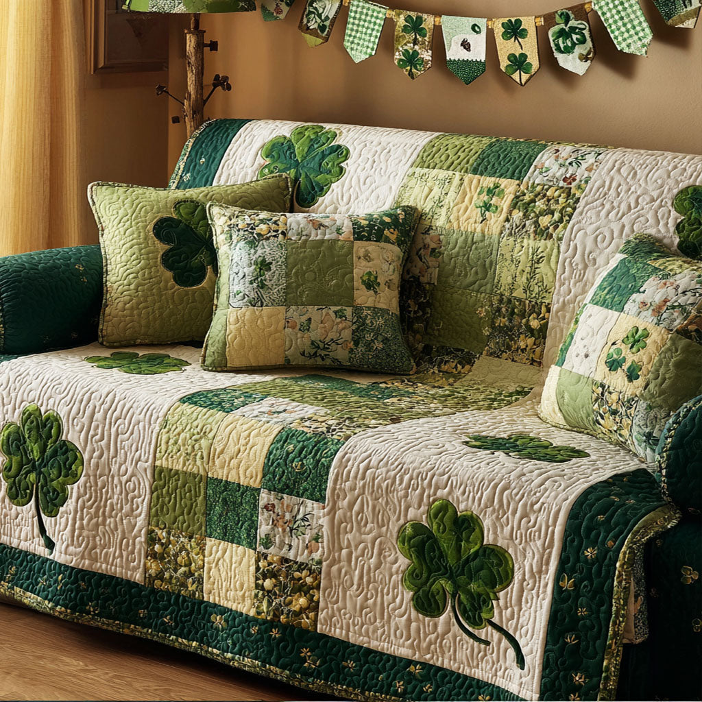 Irish Cheer Quilted Sofa Cover Furniture Slipcovers For Sofas Cute St Patricks Day Ideas
