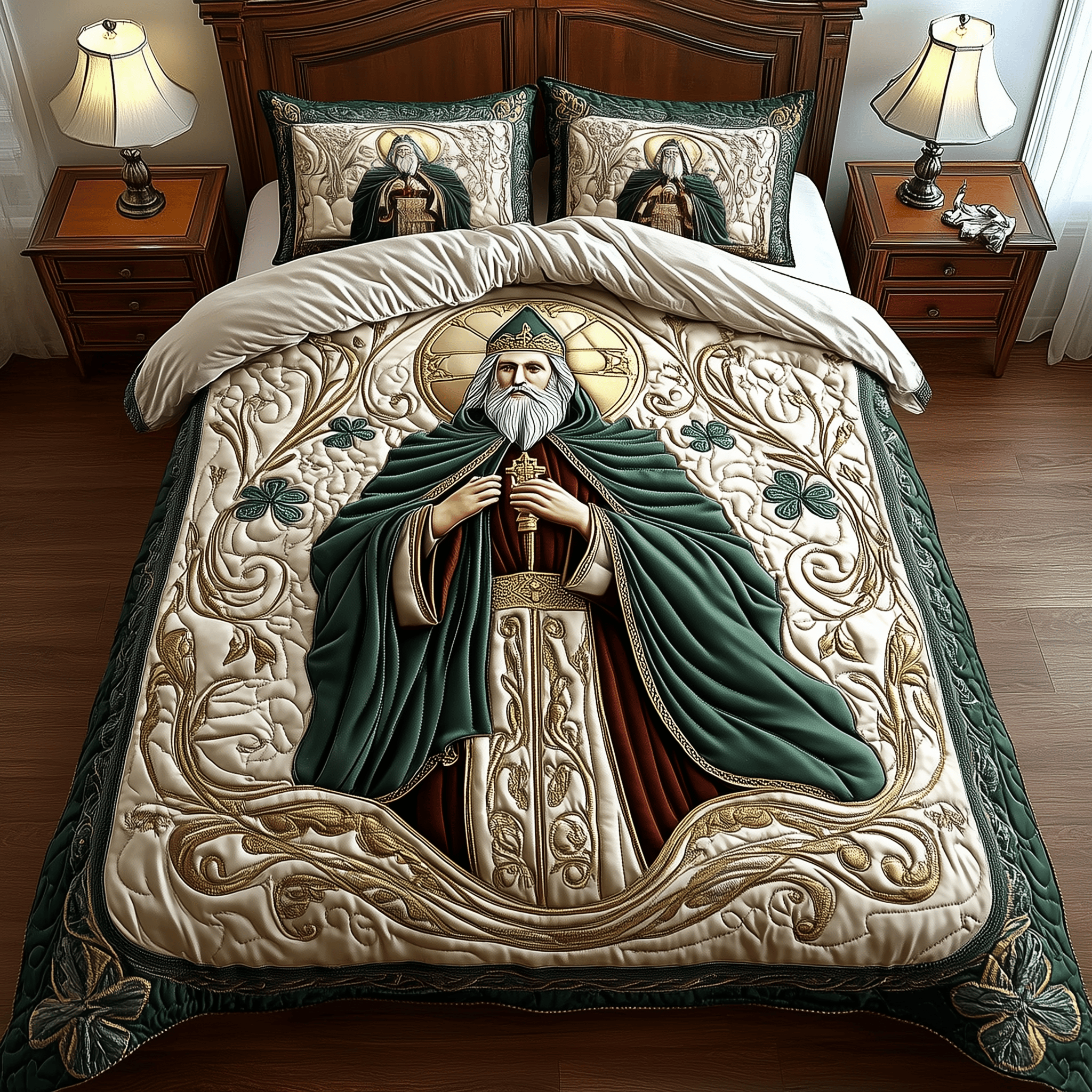 Irish Saint Patrick Quilted Bedding Set Saint Patrick'S Day Gift Ideas