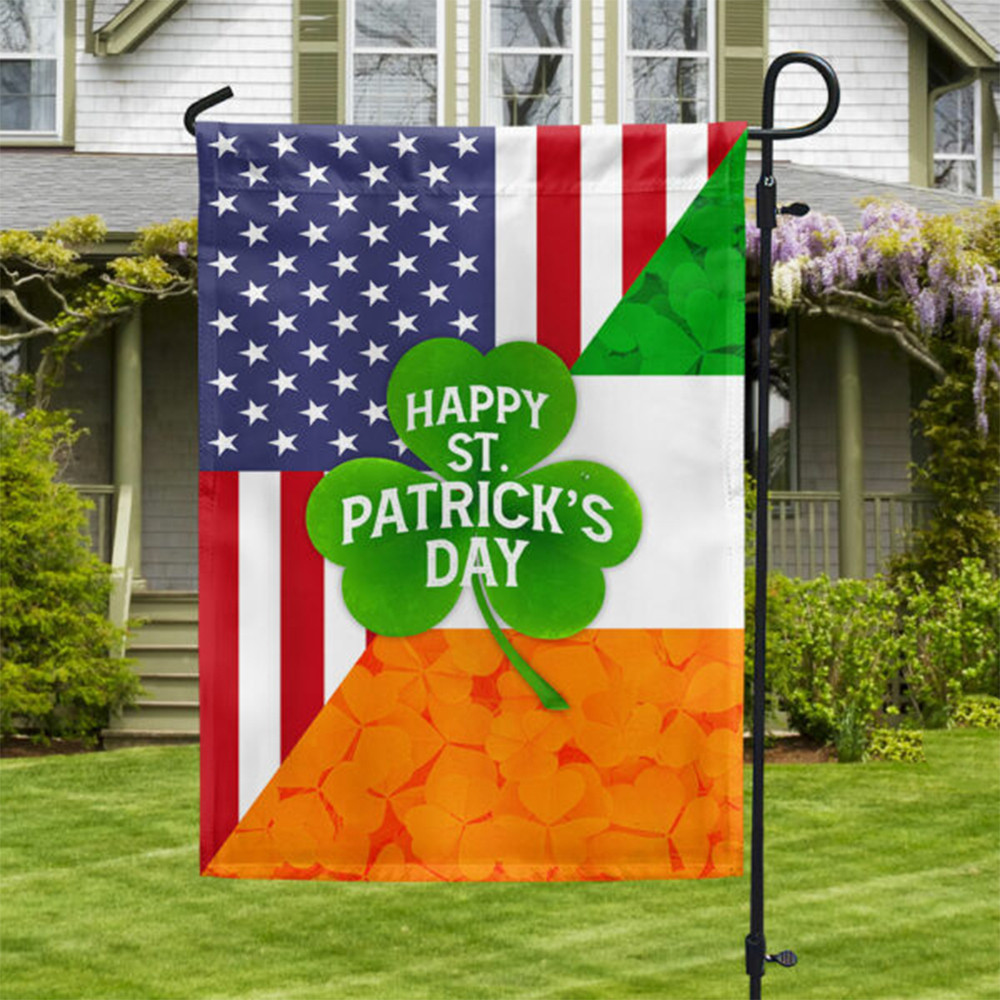 Irish Shamrock American Flag Happy St. Patrick's Day Flag Outside Decoration Ideas