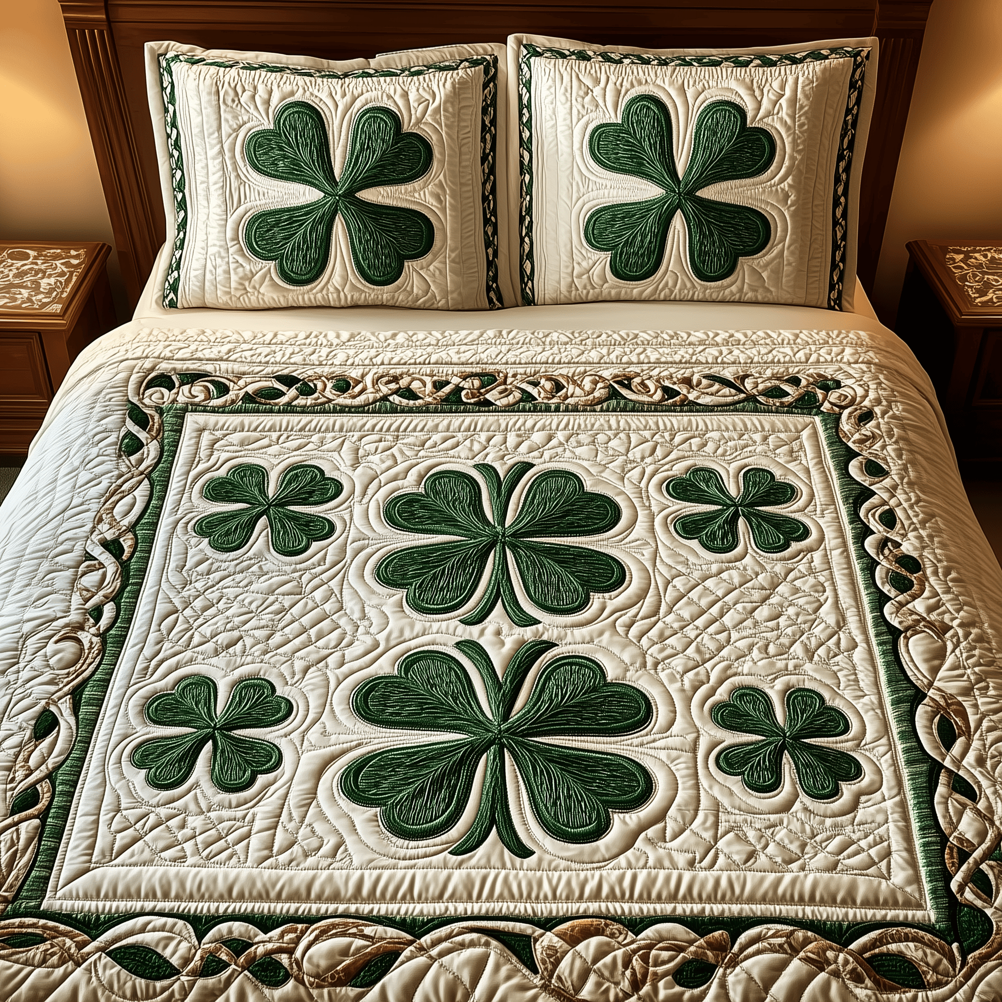 Irish Shamrock Quilted Bedding Set St Patrick's Day Duvet Cover First Fathers Day Gift Ideas