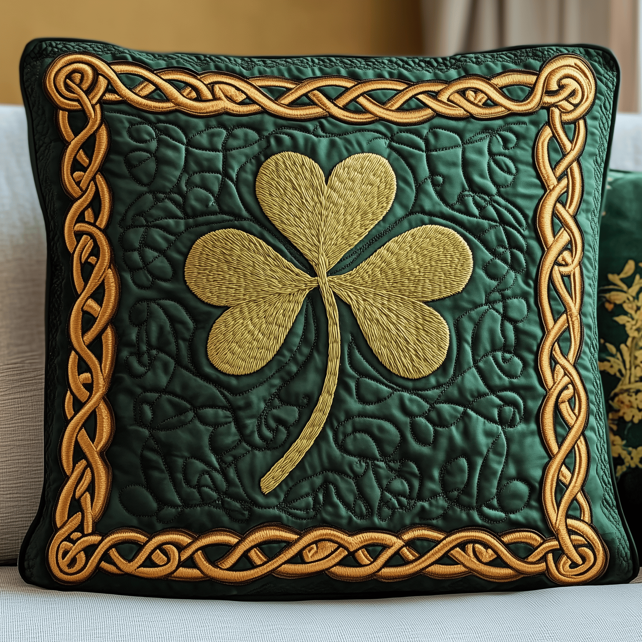 Irish Shamrock Quilted Pillow Case Couch Pillow Cover Item Happy Saint Patrick'S Day Gifts