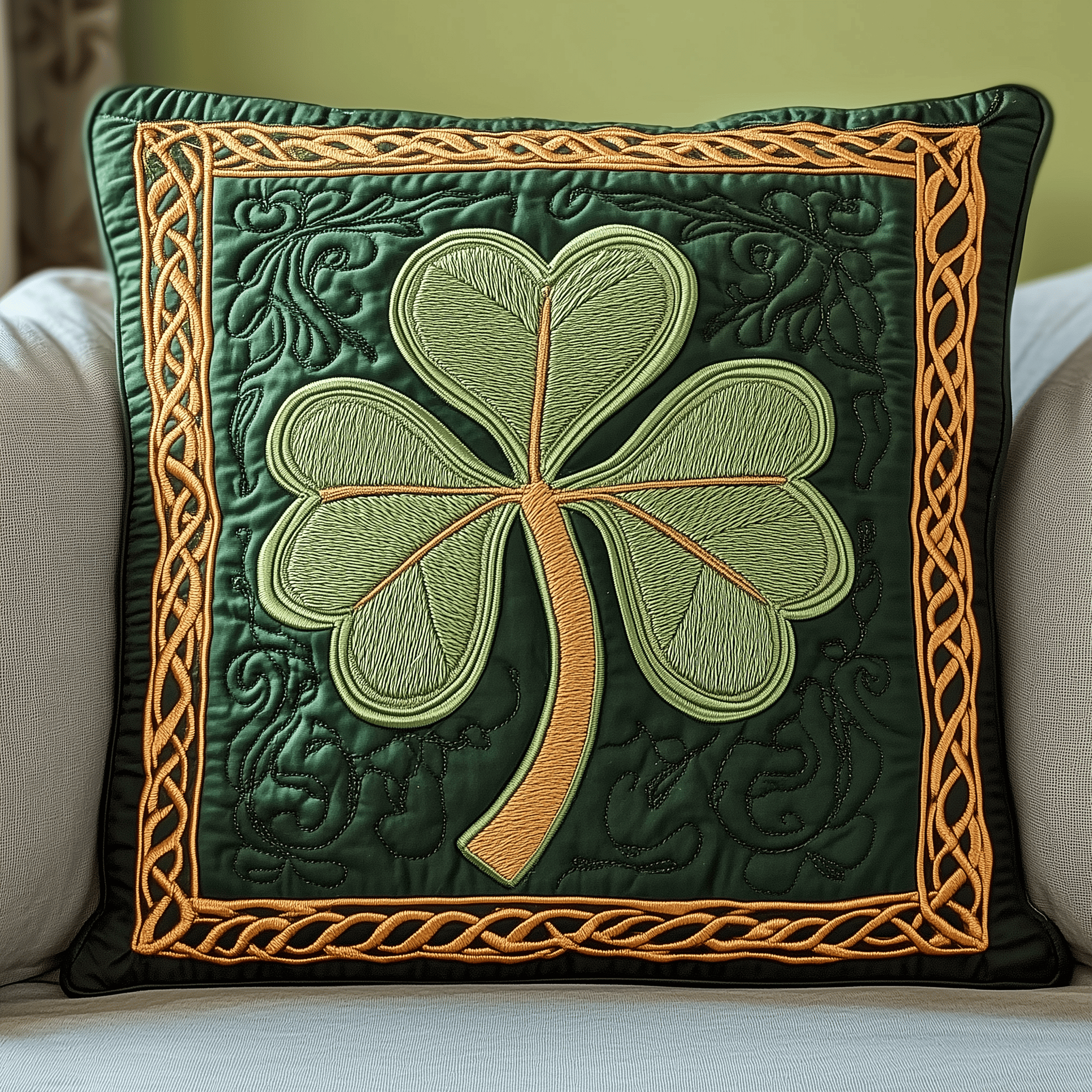 Irish Shamrock Quilted Pillow Case Couch Pillow Cover Item St Patrick'S Day Celebration Ideas
