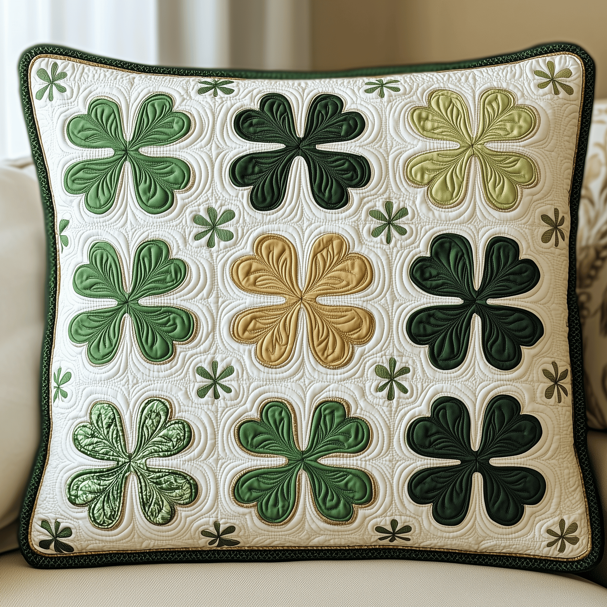 Irish Shamrock Quilted Pillow Case Cute Cushion Cover Cute Saint Patrick'S Day Gift Ideas