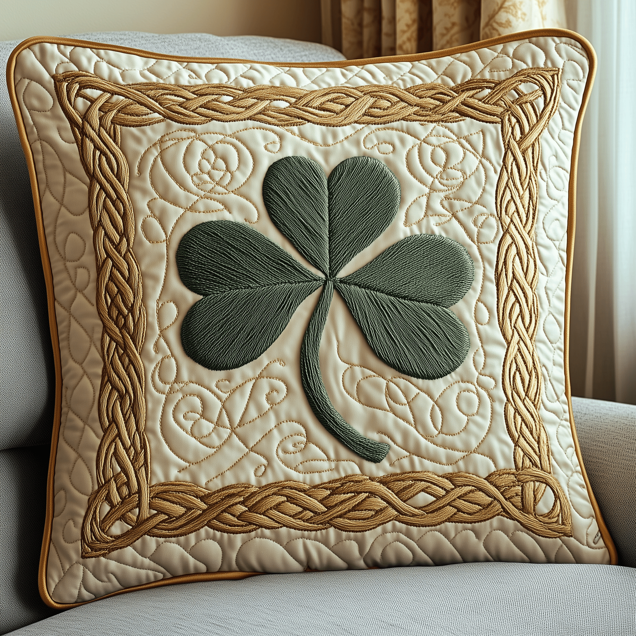 Irish Shamrock Quilted Pillow Case Cute Throw Pillow Cover Cute St Patricks Day Gifts