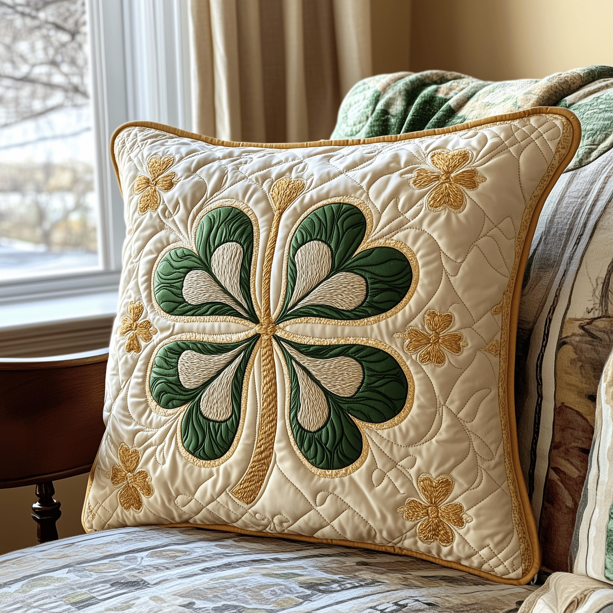 Irish Shamrock Quilted Pillow Case Decorative Pillow Cover Cute Best St Patrick'S Day Gifts