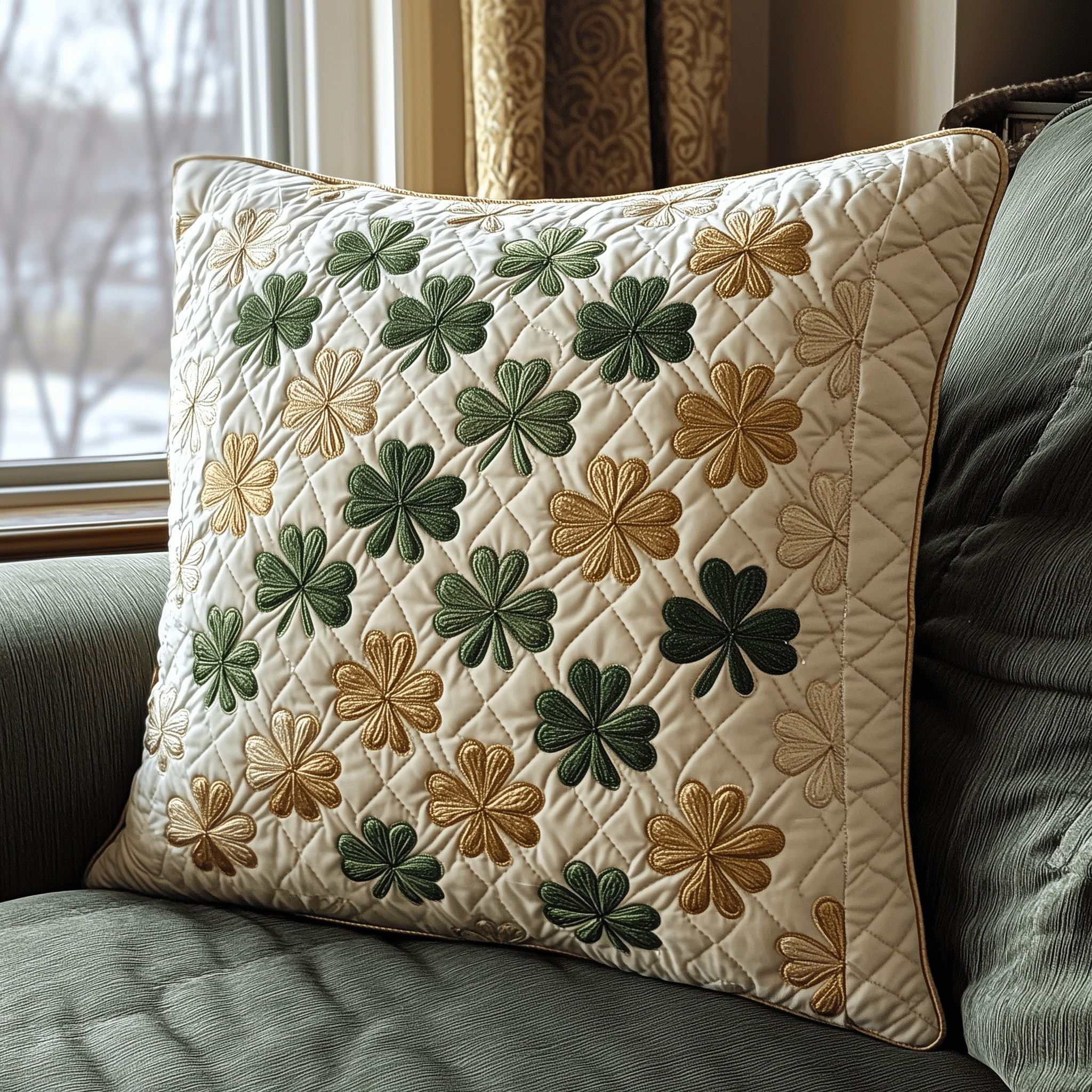 Irish Shamrock Quilted Pillow Case Decorative Pillow Cover Cute Cute St Patricks Day Gifts