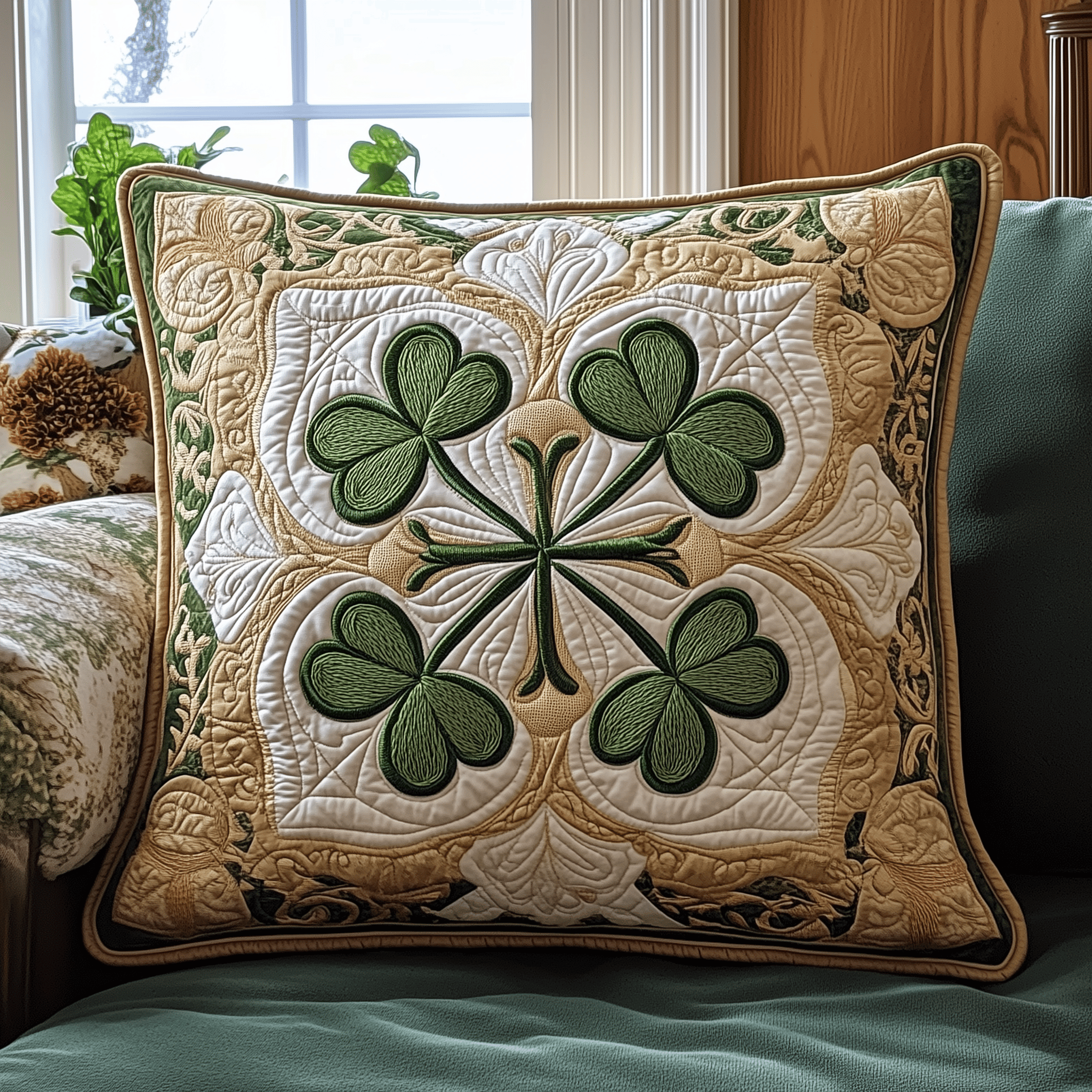 Irish Shamrock Quilted Pillow Case Decorative Pillow Cover Cute Cute St Patrick'S Day Ideas