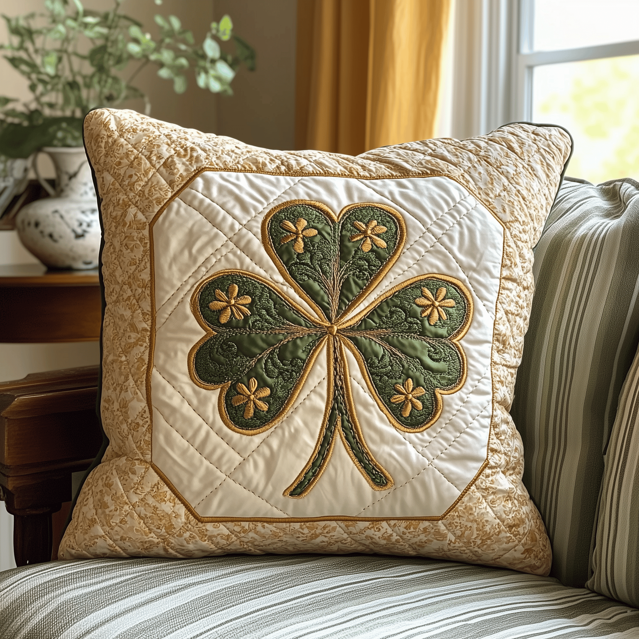 Irish Shamrock Quilted Pillow Case Decorative Pillow Cover Cute St Patrick'S Day Birthday Gift Ideas