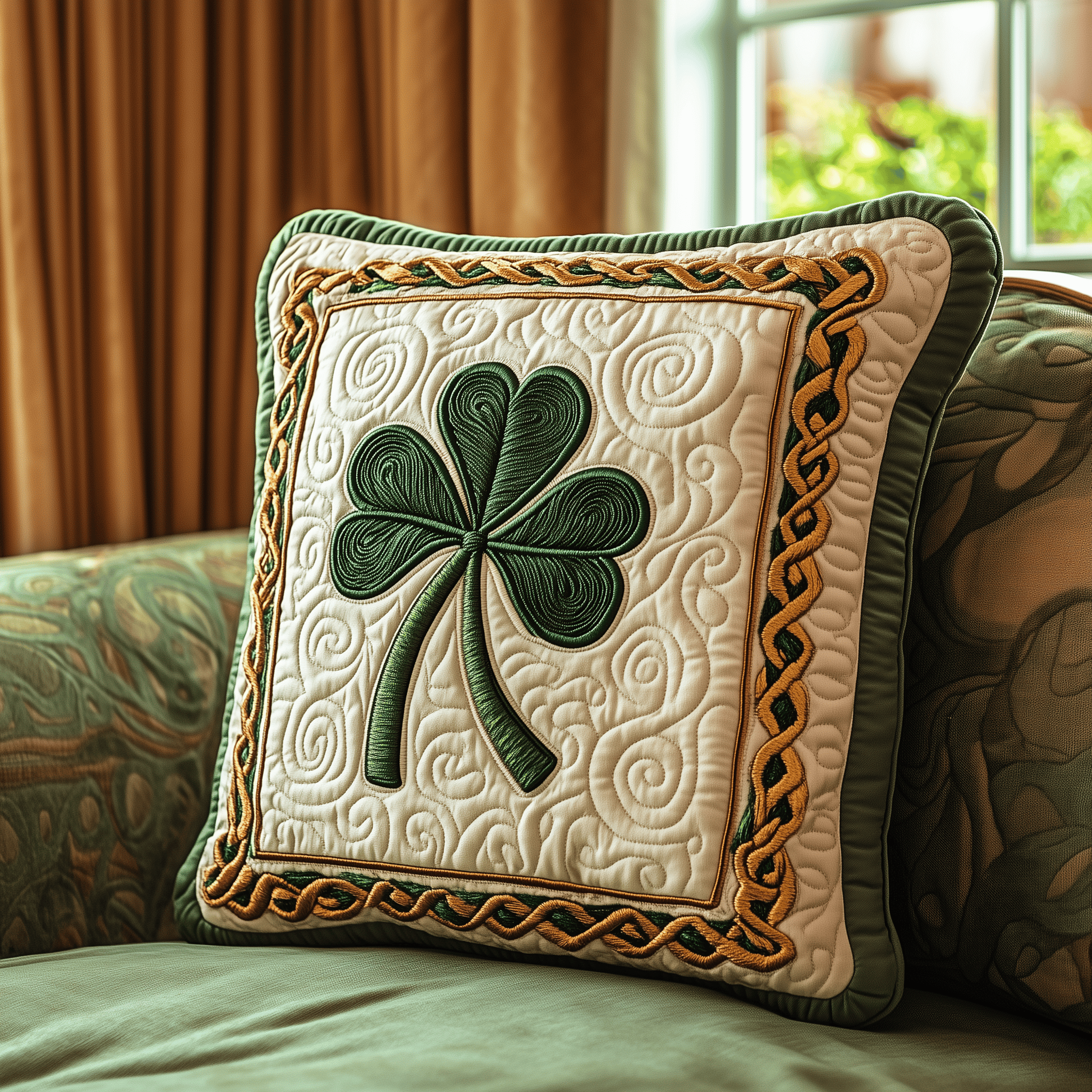 Irish Shamrock Quilted Pillow Case Decorative Pillow Cover Cute St Patricks Day Sign Ideas