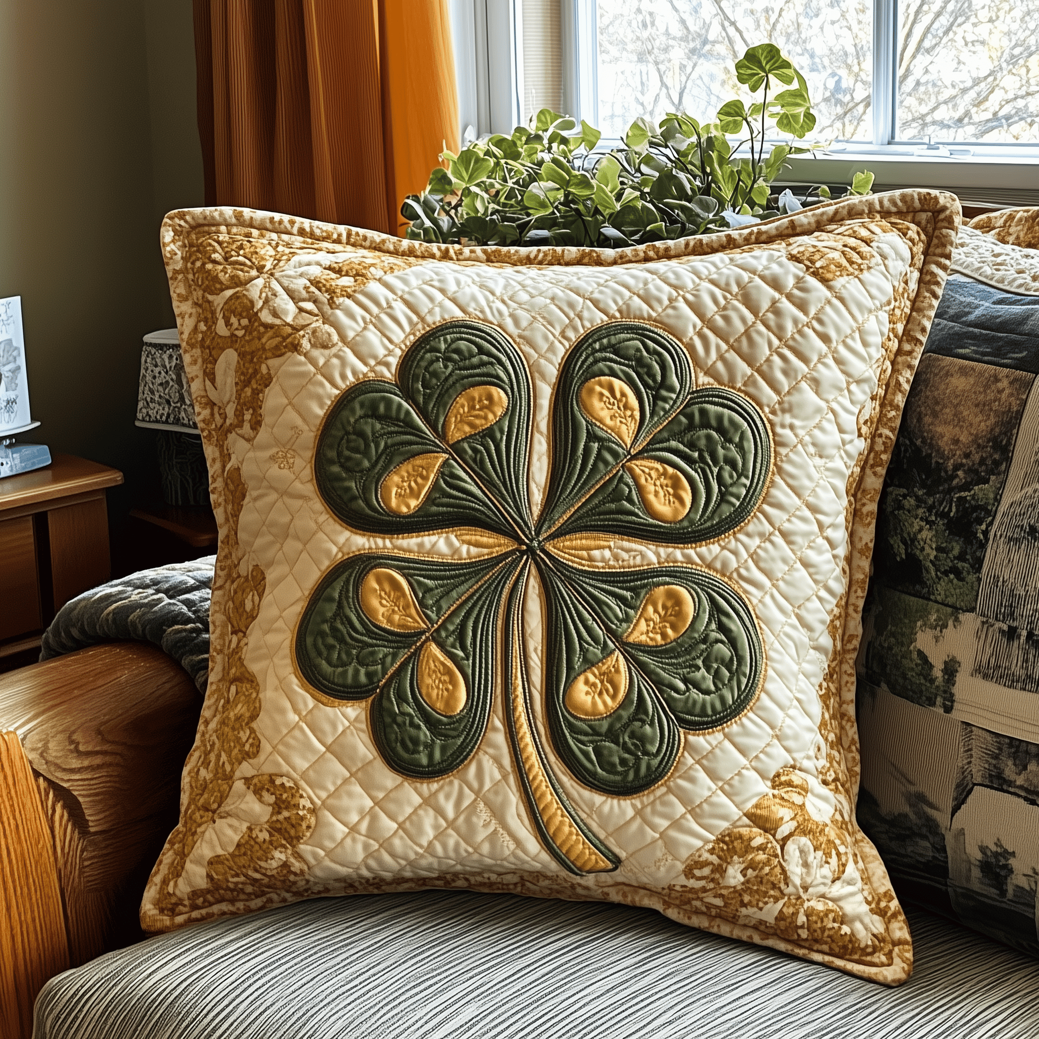 Irish Shamrock Quilted Pillow Case Decorative Pillow Cover Cute Unique St Patrick'S Day Gifts