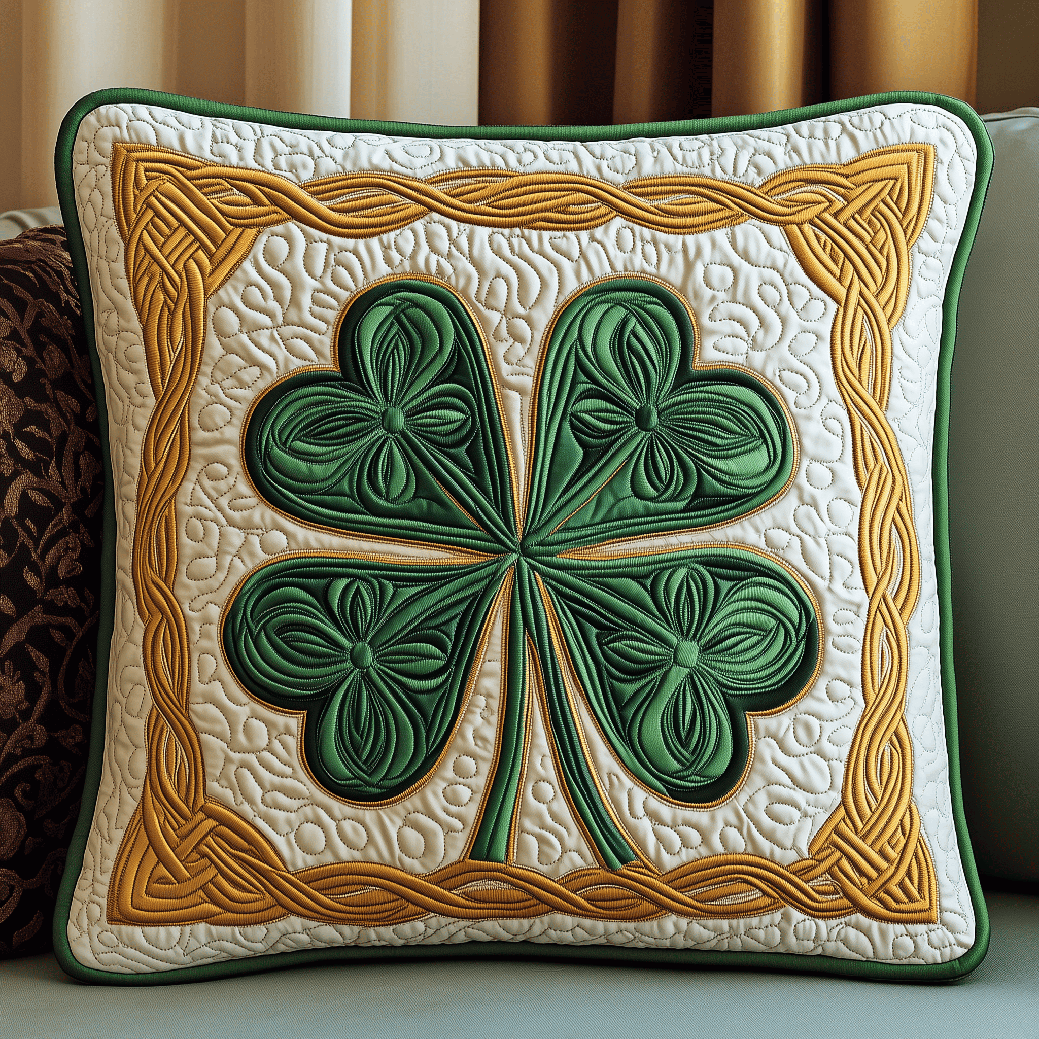 Irish Shamrock Quilted Pillow Case Pillow Protector Cover Ideas For St Patrick's Day Decorations Gifts