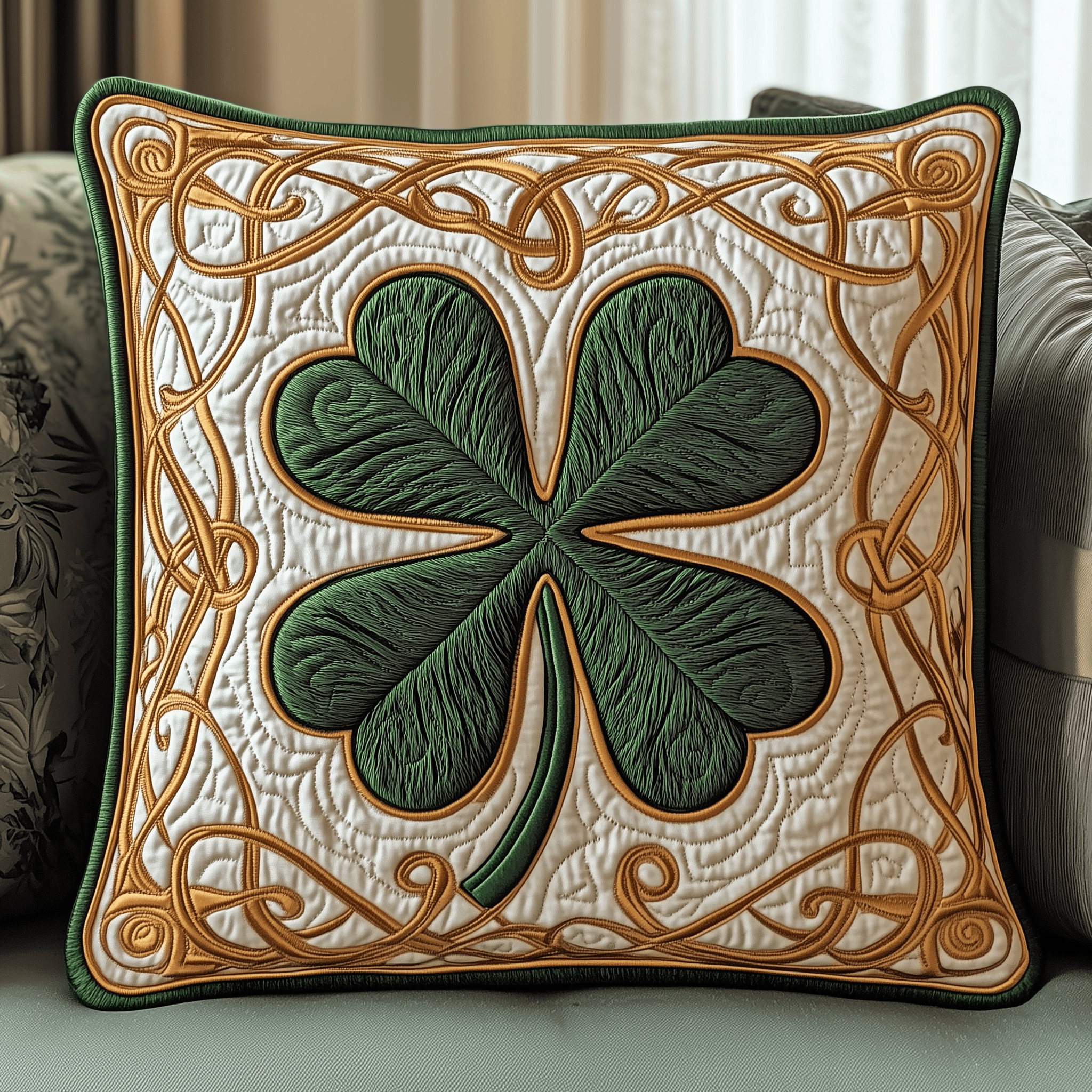 Irish Shamrock Quilted Pillow Case Pillow Protector Cover Saint Patrick'S Day Gift Ideas For Him Her