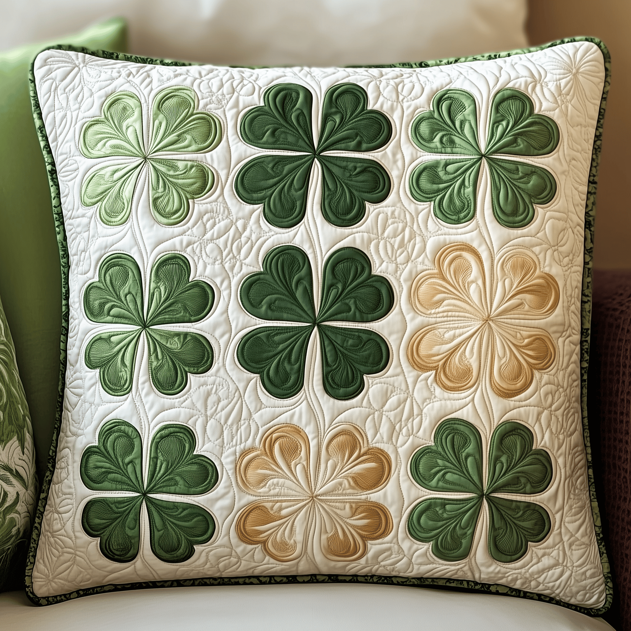 Irish Shamrock Quilted Pillow Case Sofa Pillow Cover Cute St Patricks Day Gifts
