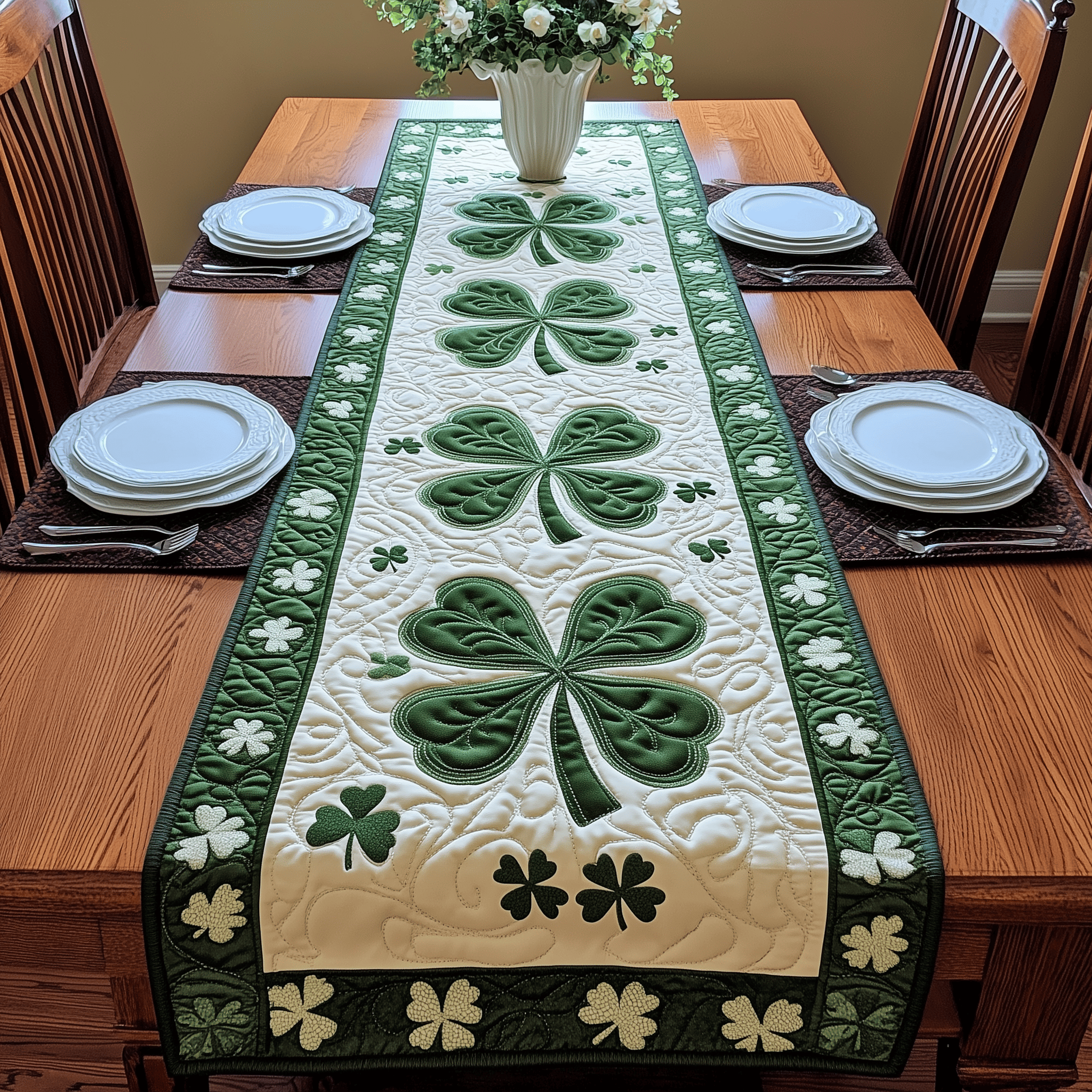 Irish Shamrock Quilted Table Runner Patrick's Day Best Gifts For Boyfriend
