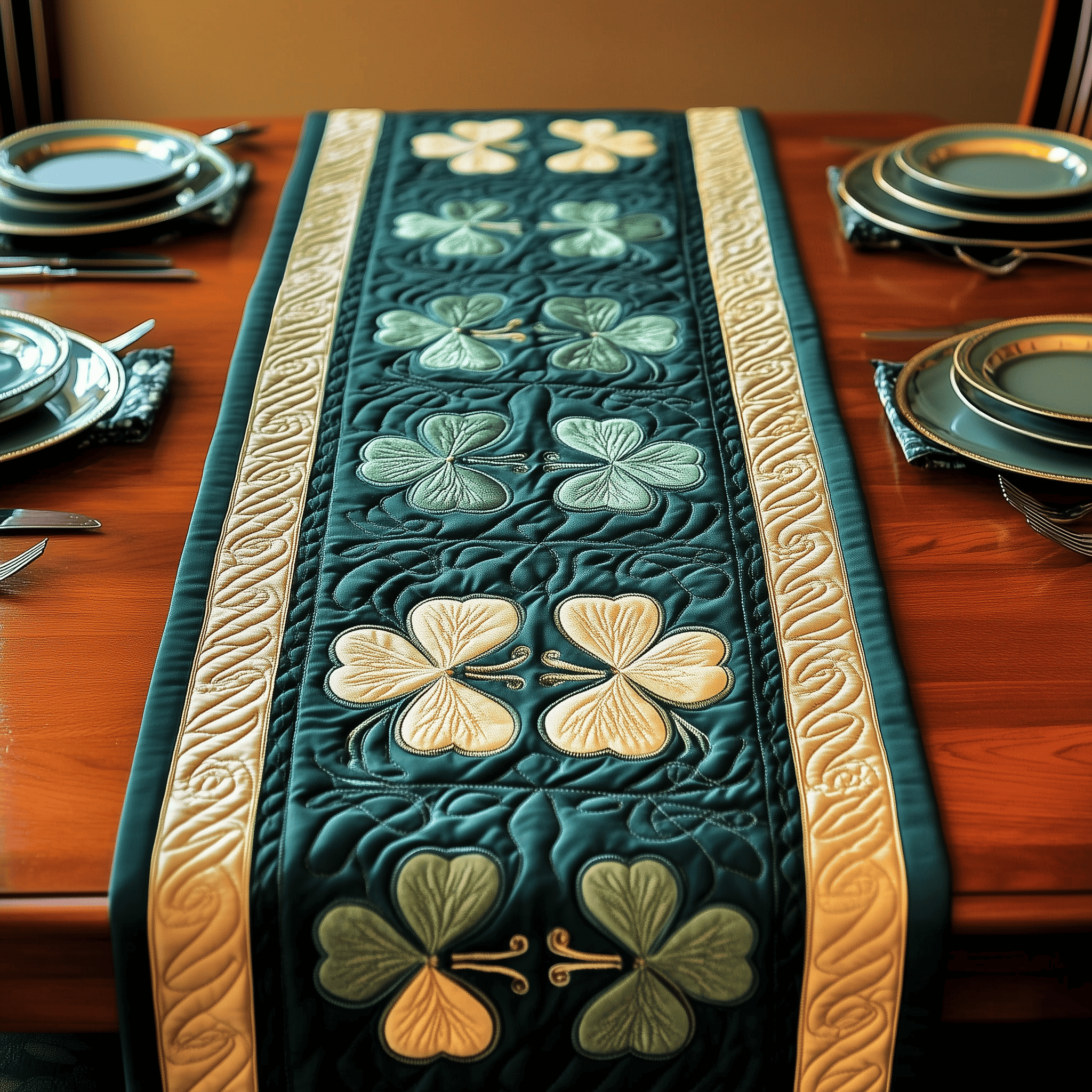 Irish Shamrock Quilted Table Runner Patrick's Day Best Gifts For Teens