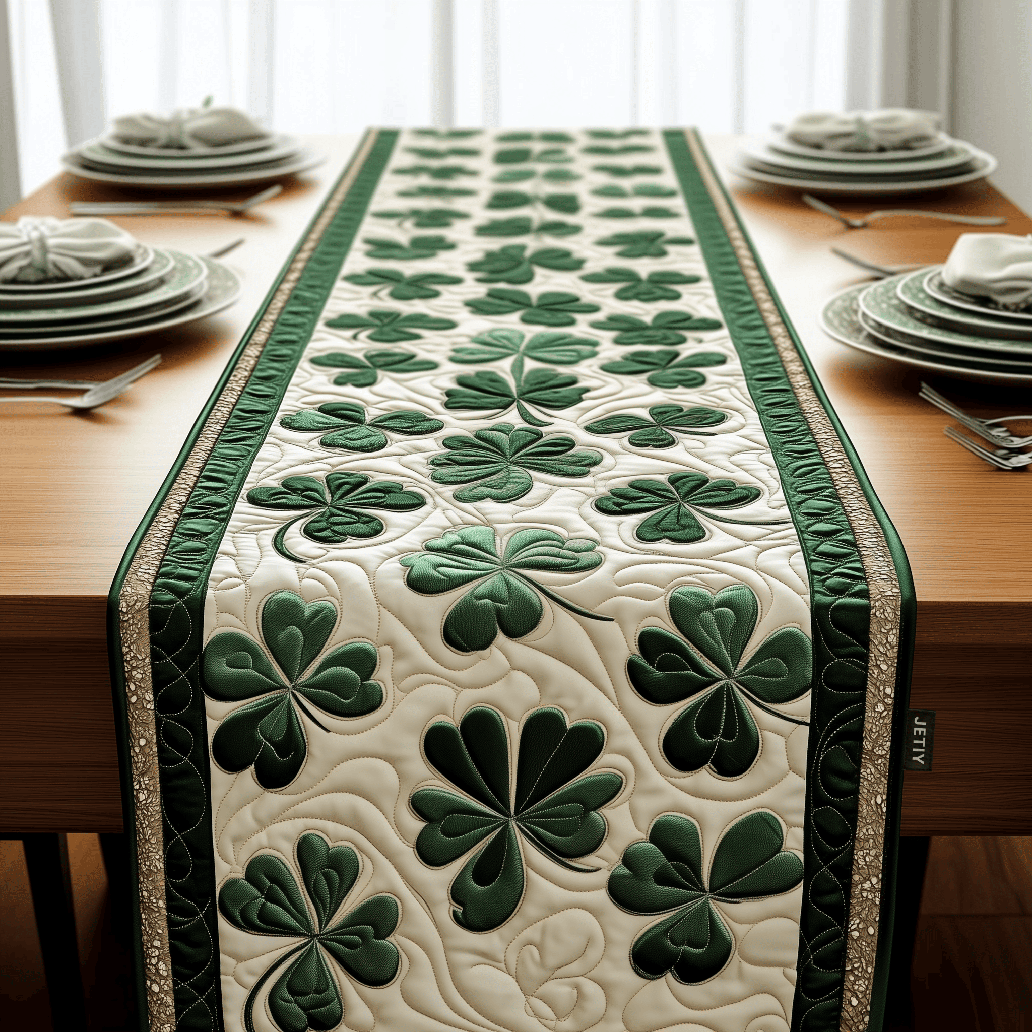 Irish Shamrock Quilted Table Runner Patrick's Day Best Gifts For Wife