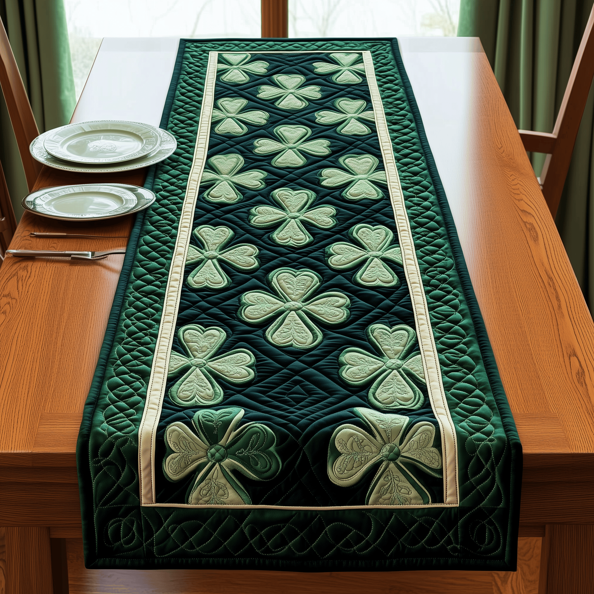 Irish Shamrock Quilted Table Runner Patrick's Day Gift Ideas For Mom