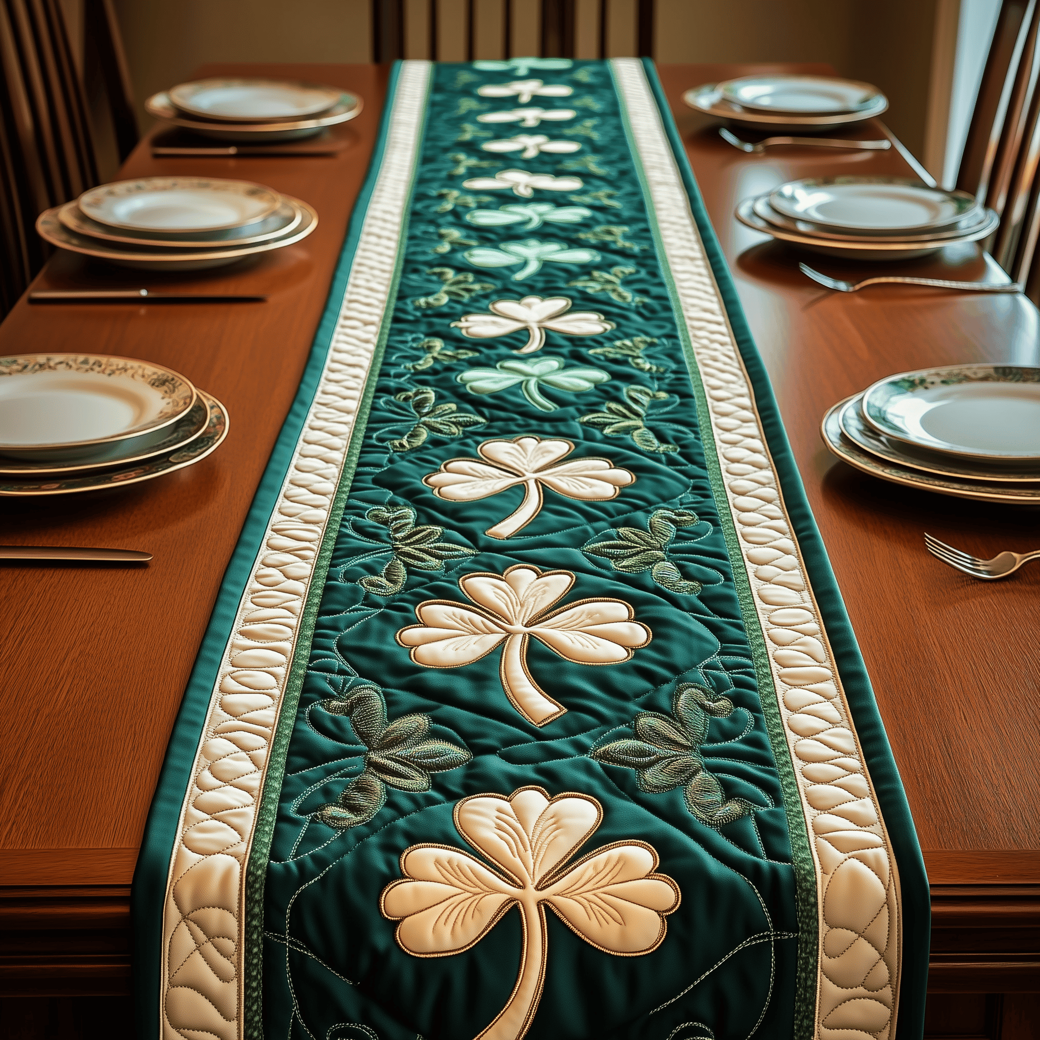 Irish Shamrock Quilted Table Runner Patrick's Day Gift Ideas For Son In Law