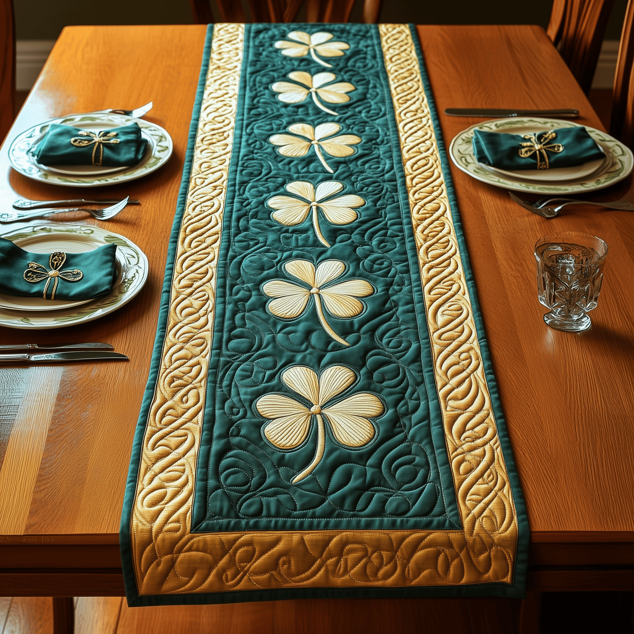 Irish Shamrock Quilted Table Runner Patrick's Day Gifts For Mother In Law