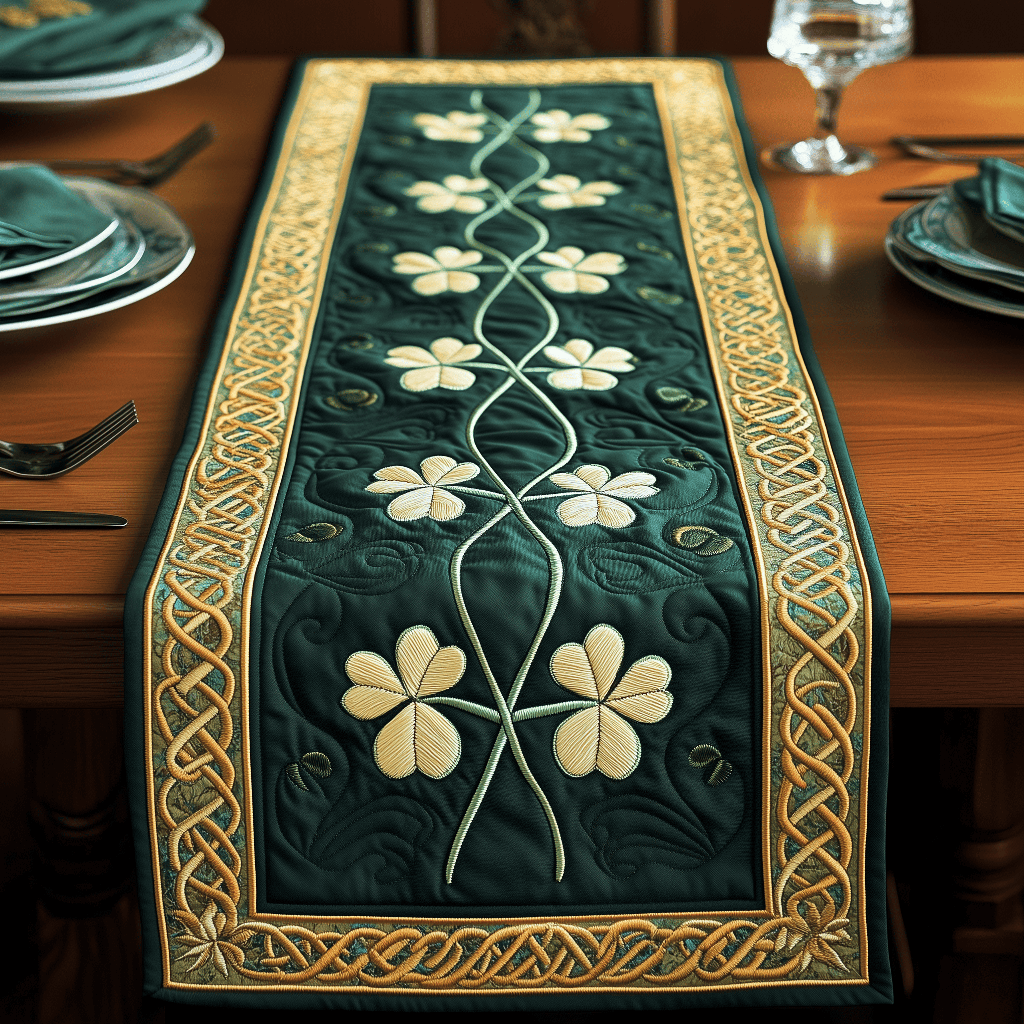 Irish Shamrock Quilted Table Runner Patrick's Day Gifts For My Daughter