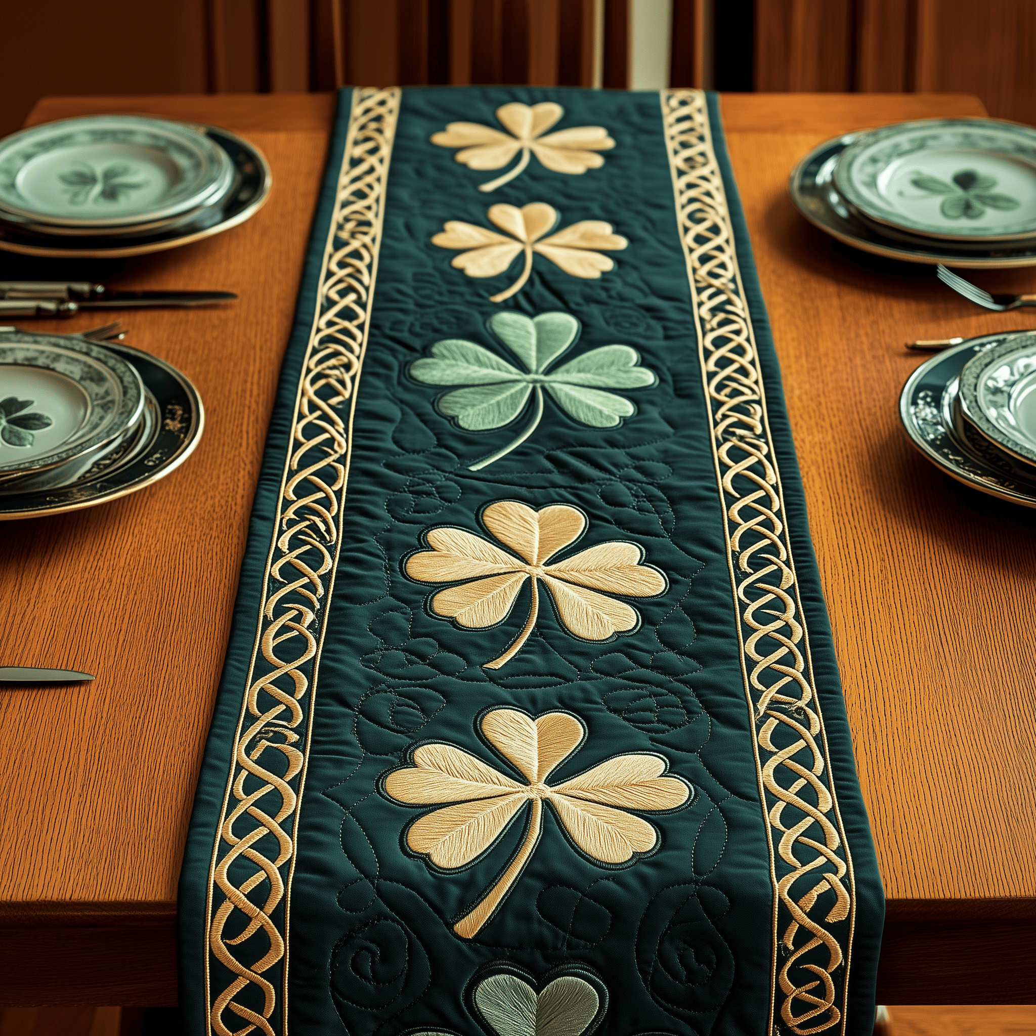 Irish Shamrock Quilted Table Runner Patrick's Day Gifts For Your Daughter