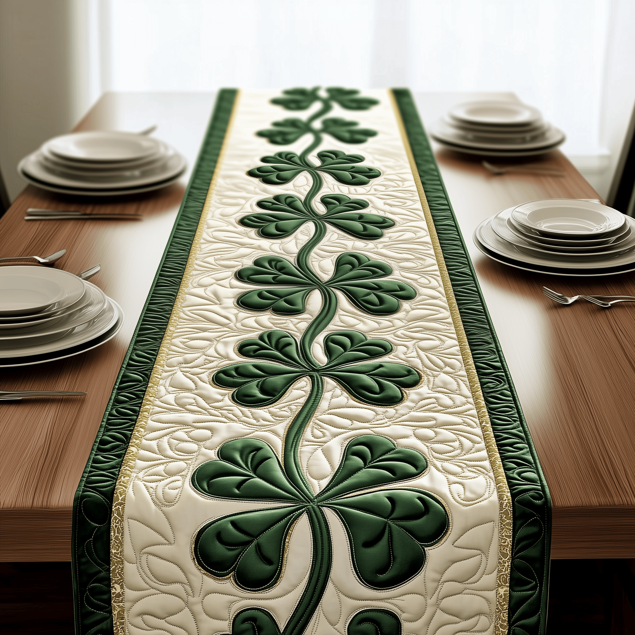 Irish Shamrock Quilted Table Runner Patrick's Day Presents For Mom
