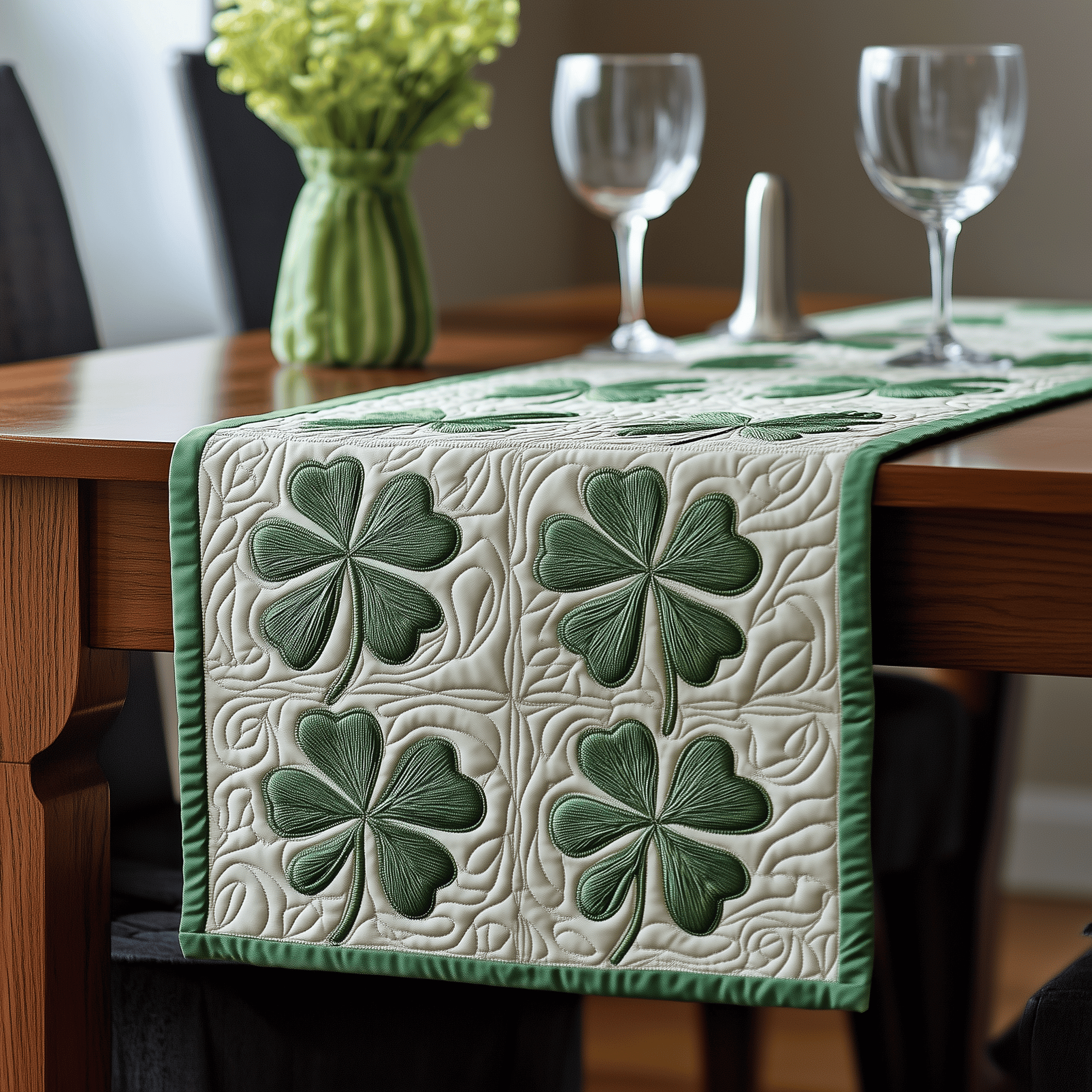 Irish Shamrock Quilted Tabler Runner Patrick's Day Best Presents For Girlfriend