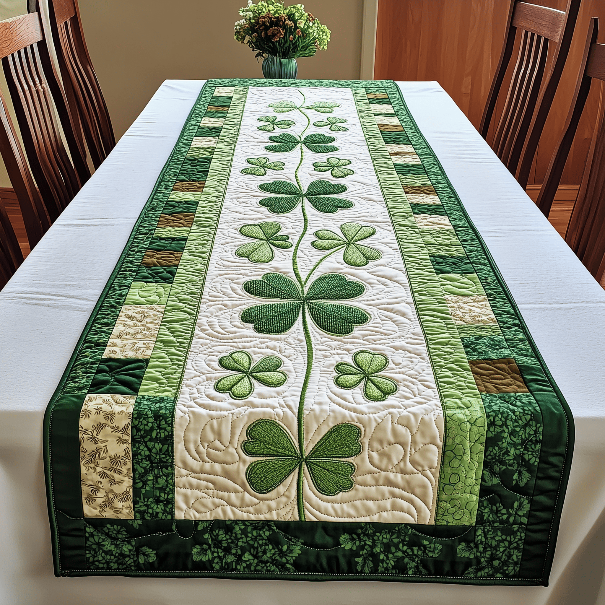 Irish Shamrock Quilted Tabler Runner Patrick's Day Gifts For Mothers