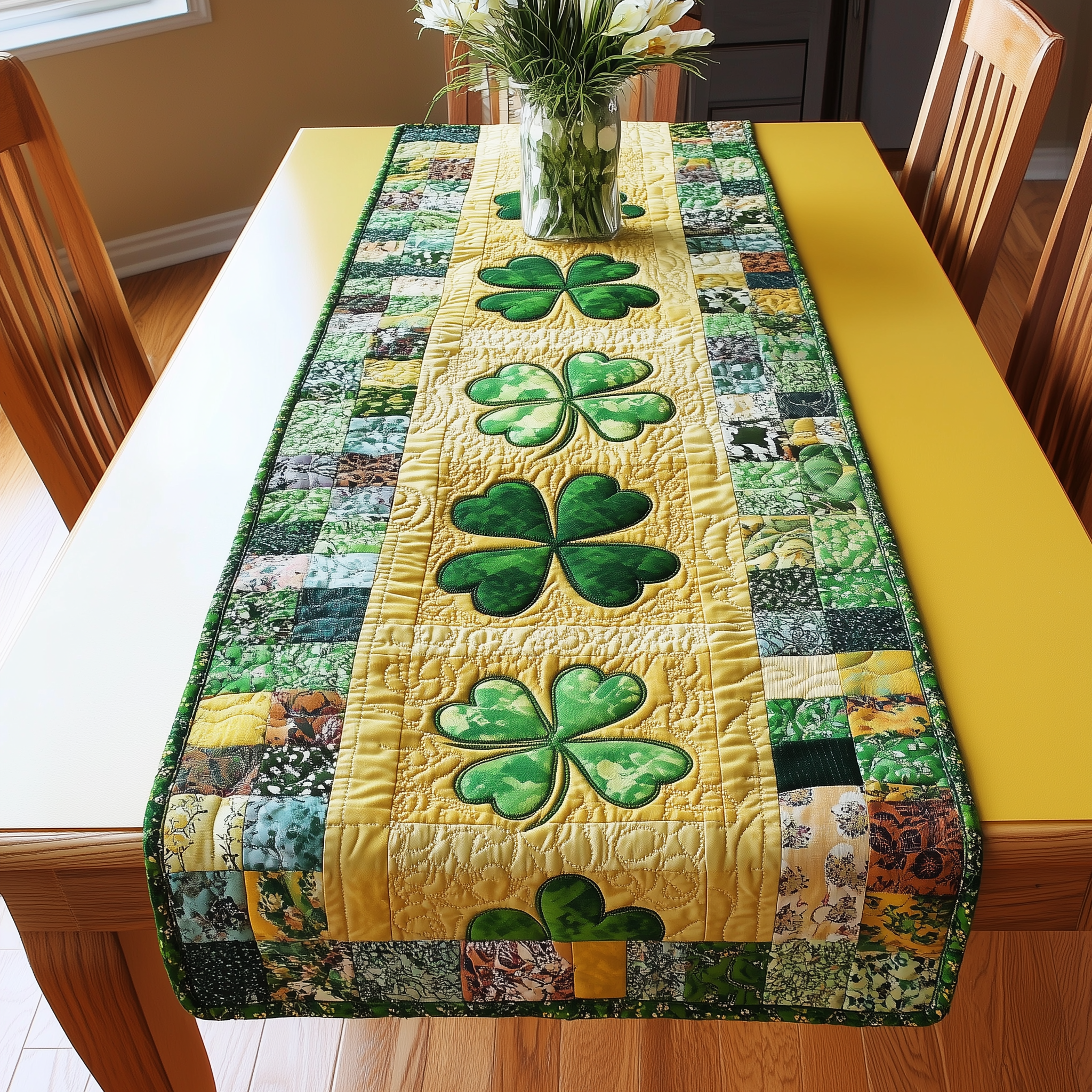 Irish Shamrock Quilted Tabler Runner Patrick's Day Good Gift Ideas For Girlfriend