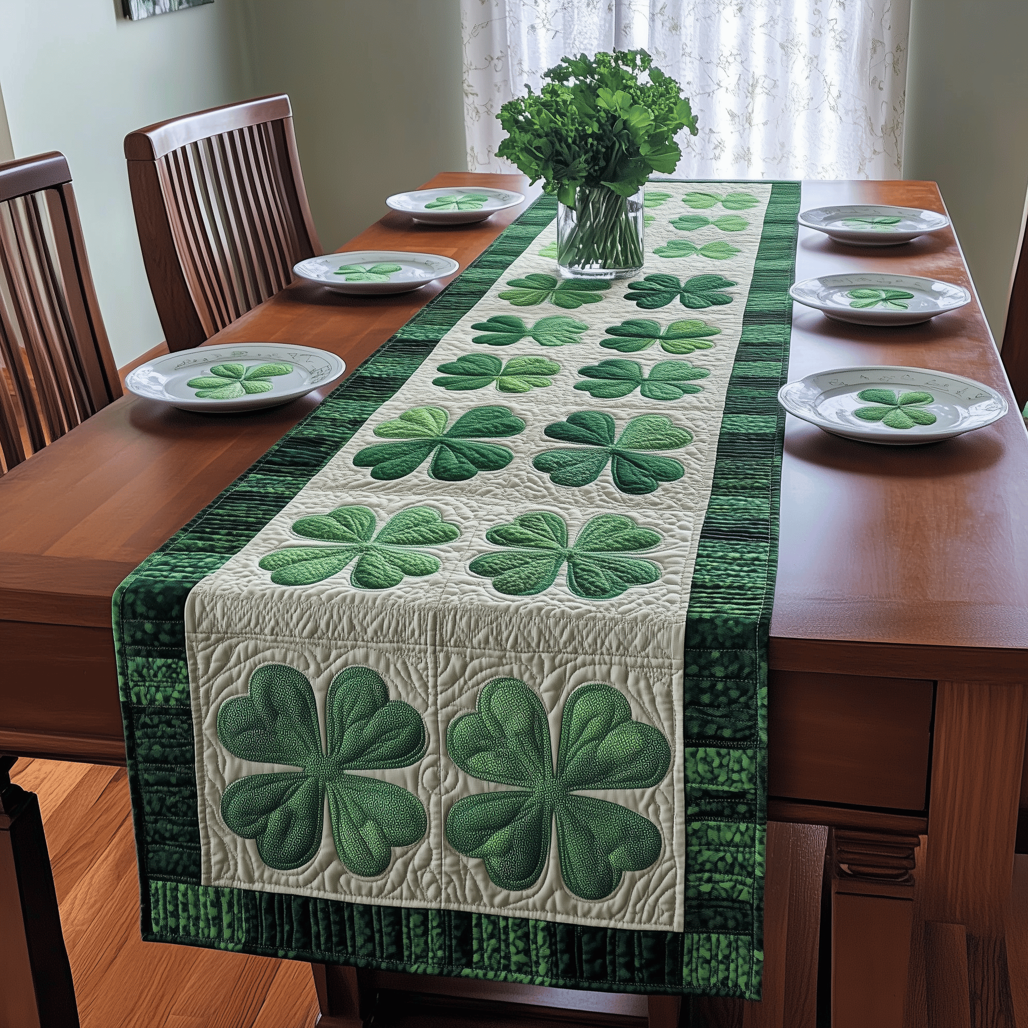 Irish Shamrock Quilted Tabler Runner Patrick's Day Presents For My Wife