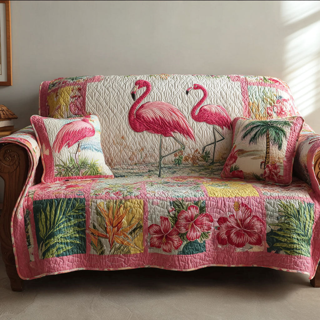 Island Flamingo Quilted Sofa Cover Sofa Covers For Sale Best Father's Day Gifts For Husband